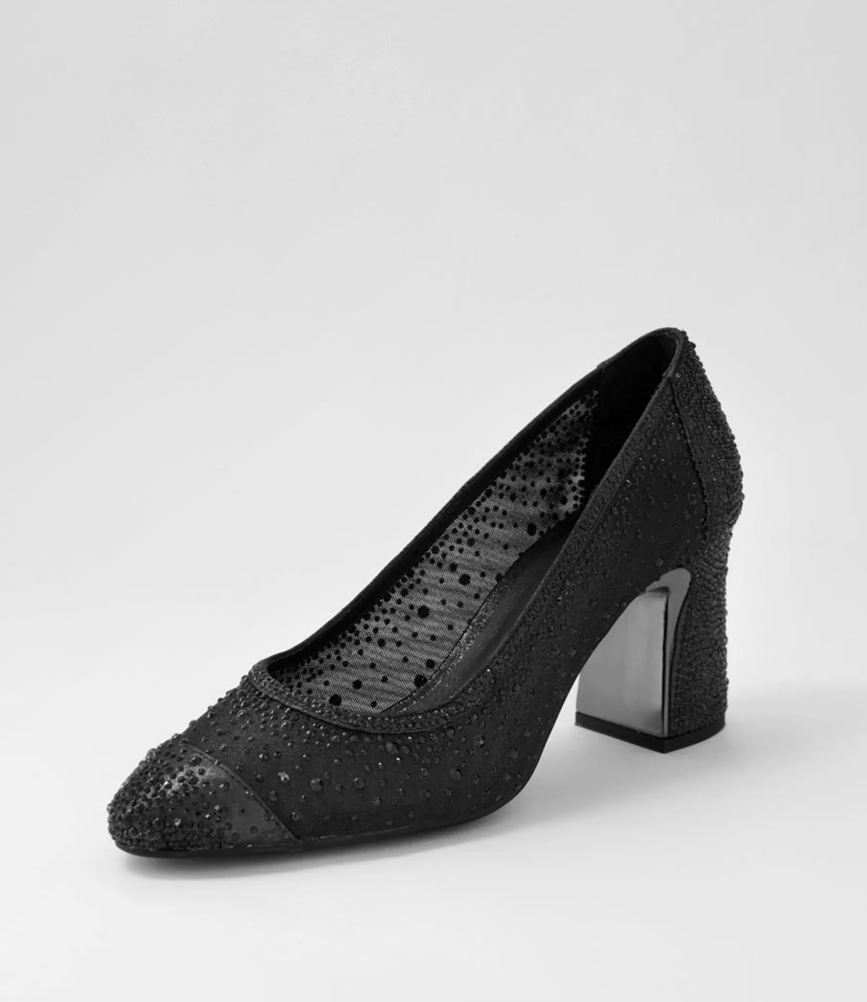 Sale Midas Shoes Kennies Black Shimmer Leather Mesh Heels