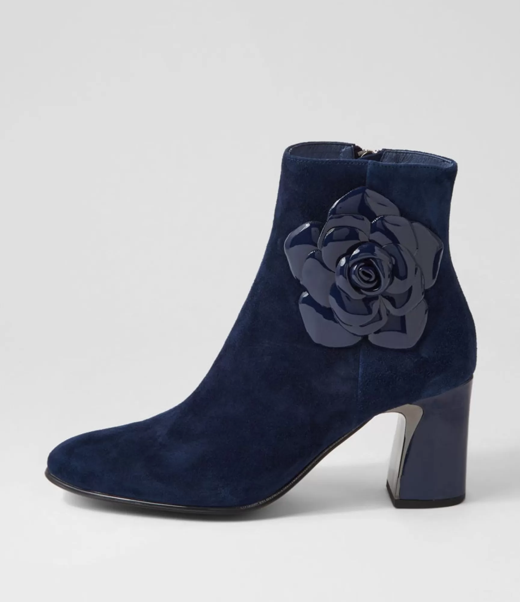 Clearance Midas Shoes Krysha Navy Suede Patent Ankle Boots