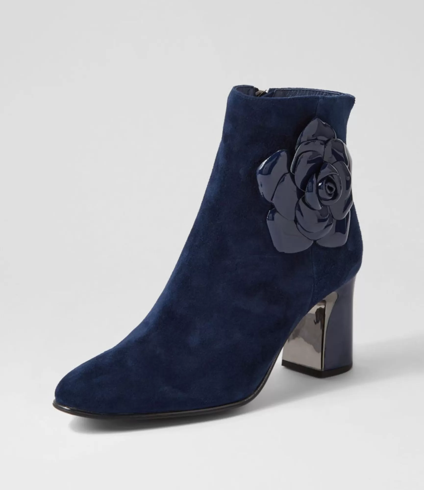 Clearance Midas Shoes Krysha Navy Suede Patent Ankle Boots