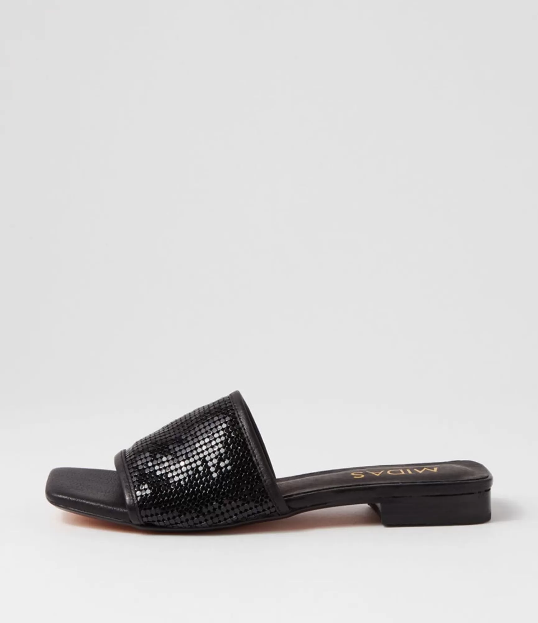 Best Sale Midas Shoes Kyli Black Metal Leather Slides