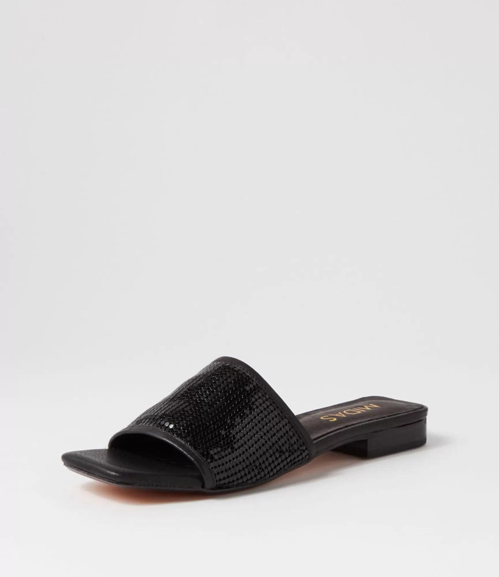 Best Sale Midas Shoes Kyli Black Metal Leather Slides