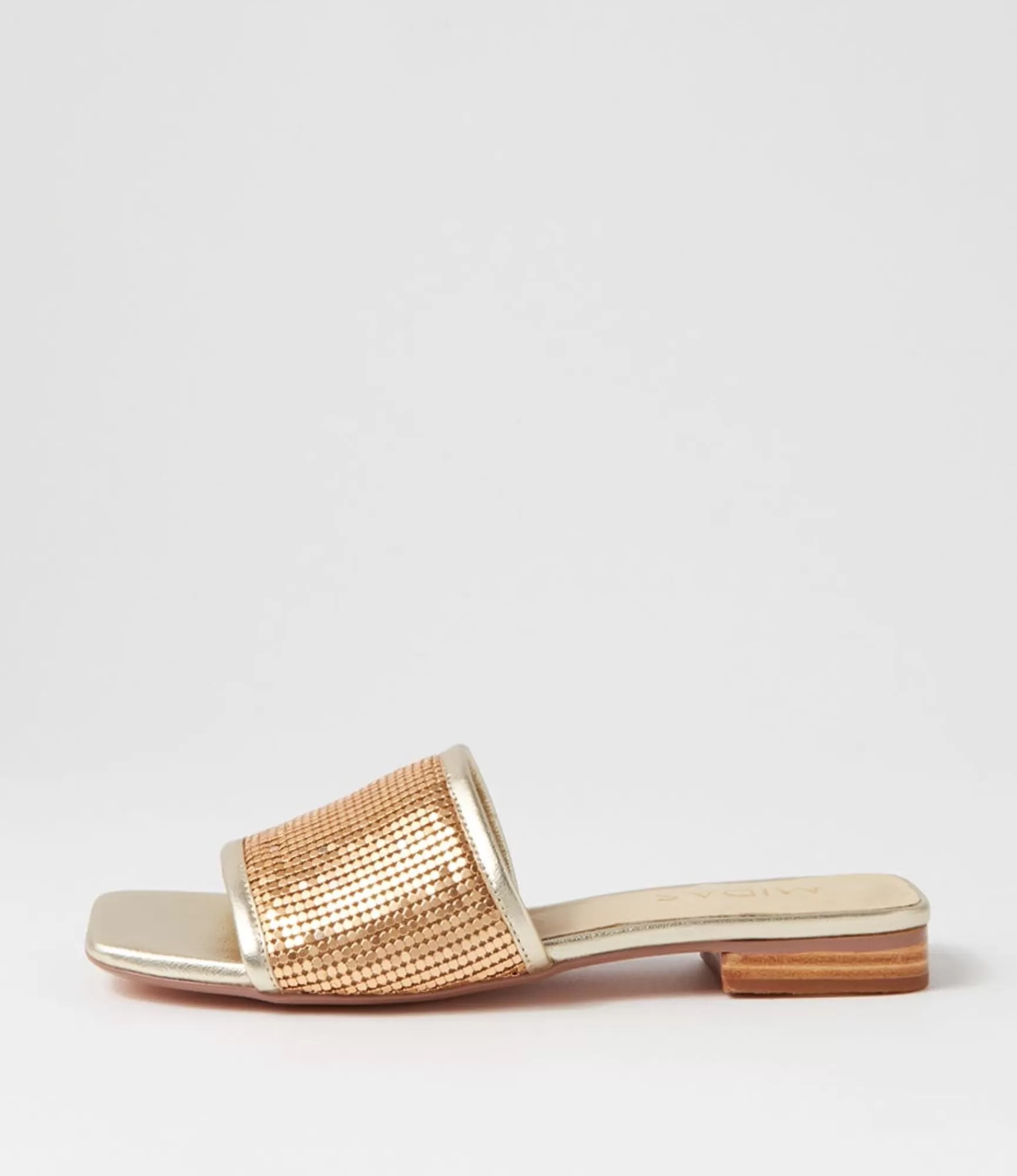 Discount Midas Shoes Kyli Gold Metal Leather Slides