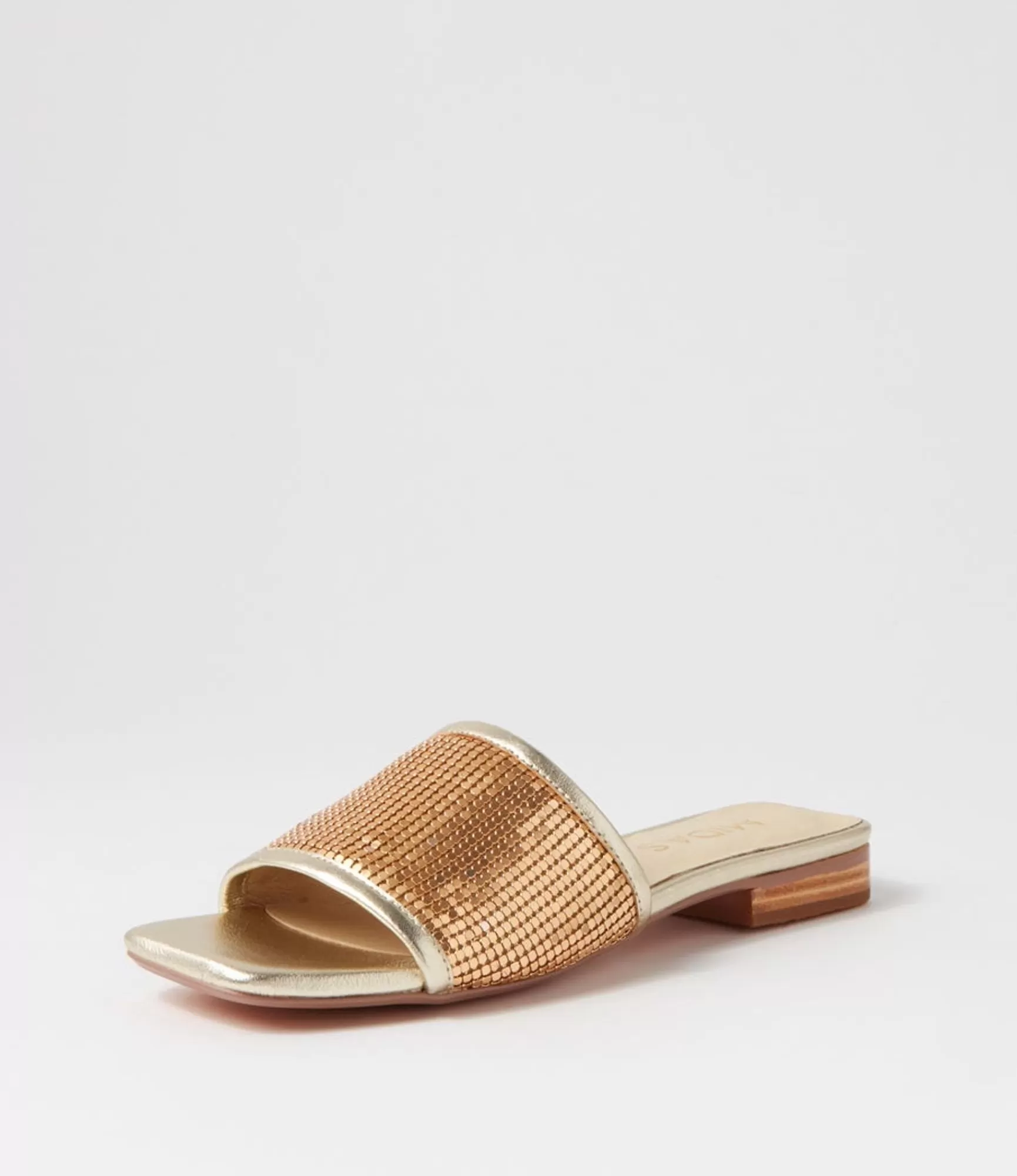 Discount Midas Shoes Kyli Gold Metal Leather Slides