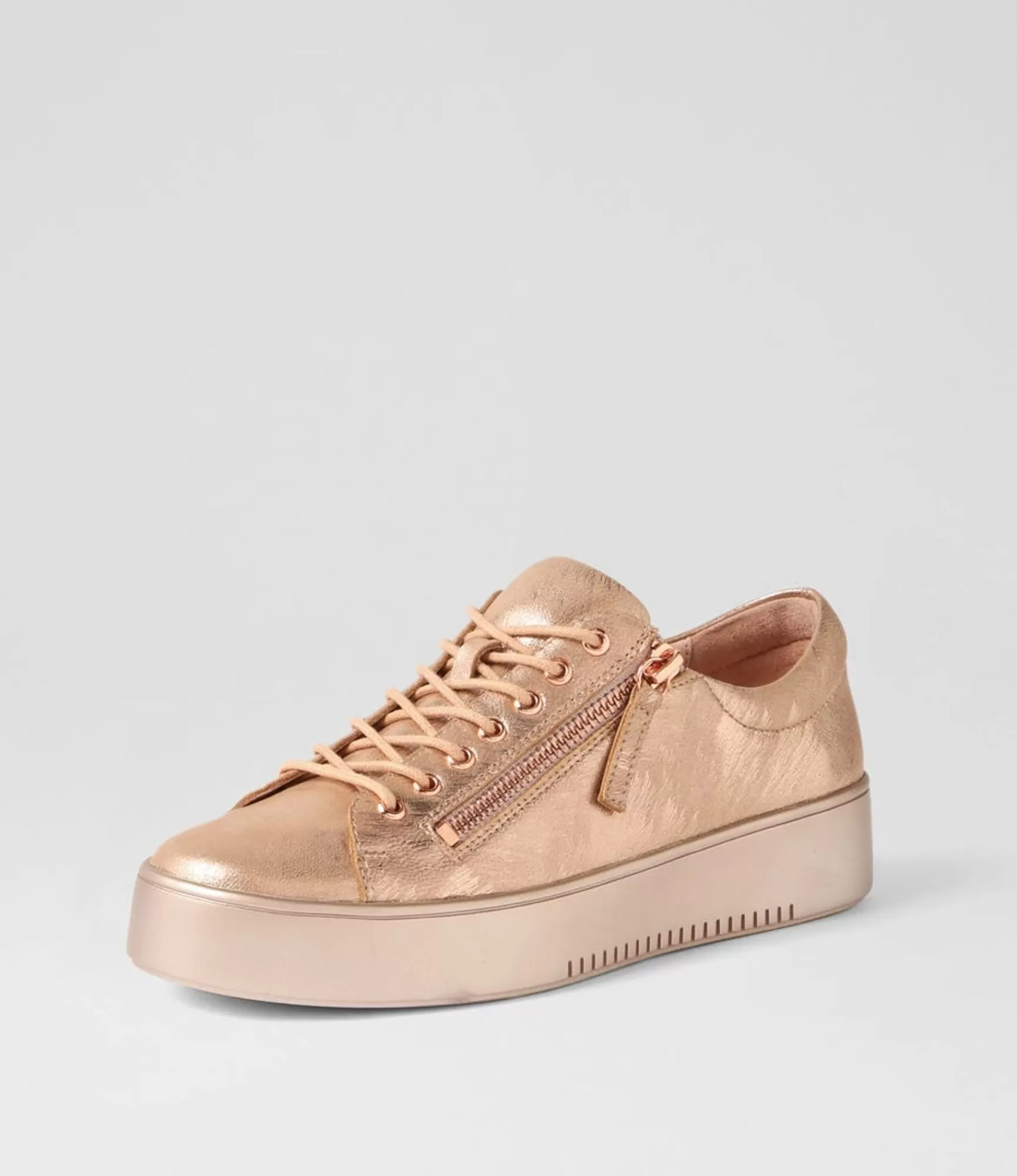 New Midas Shoes Laiken Rose Gold Scratch Pink Leather Sneakers