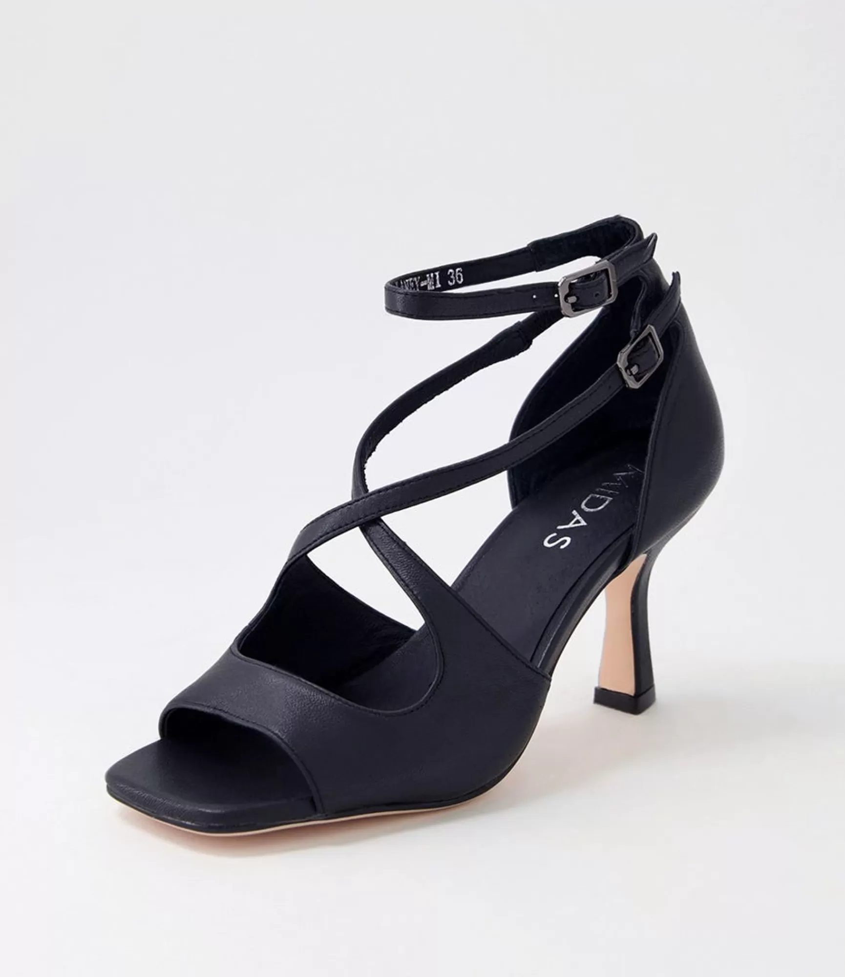 Sale Midas Shoes Laney Black Leather Sandals