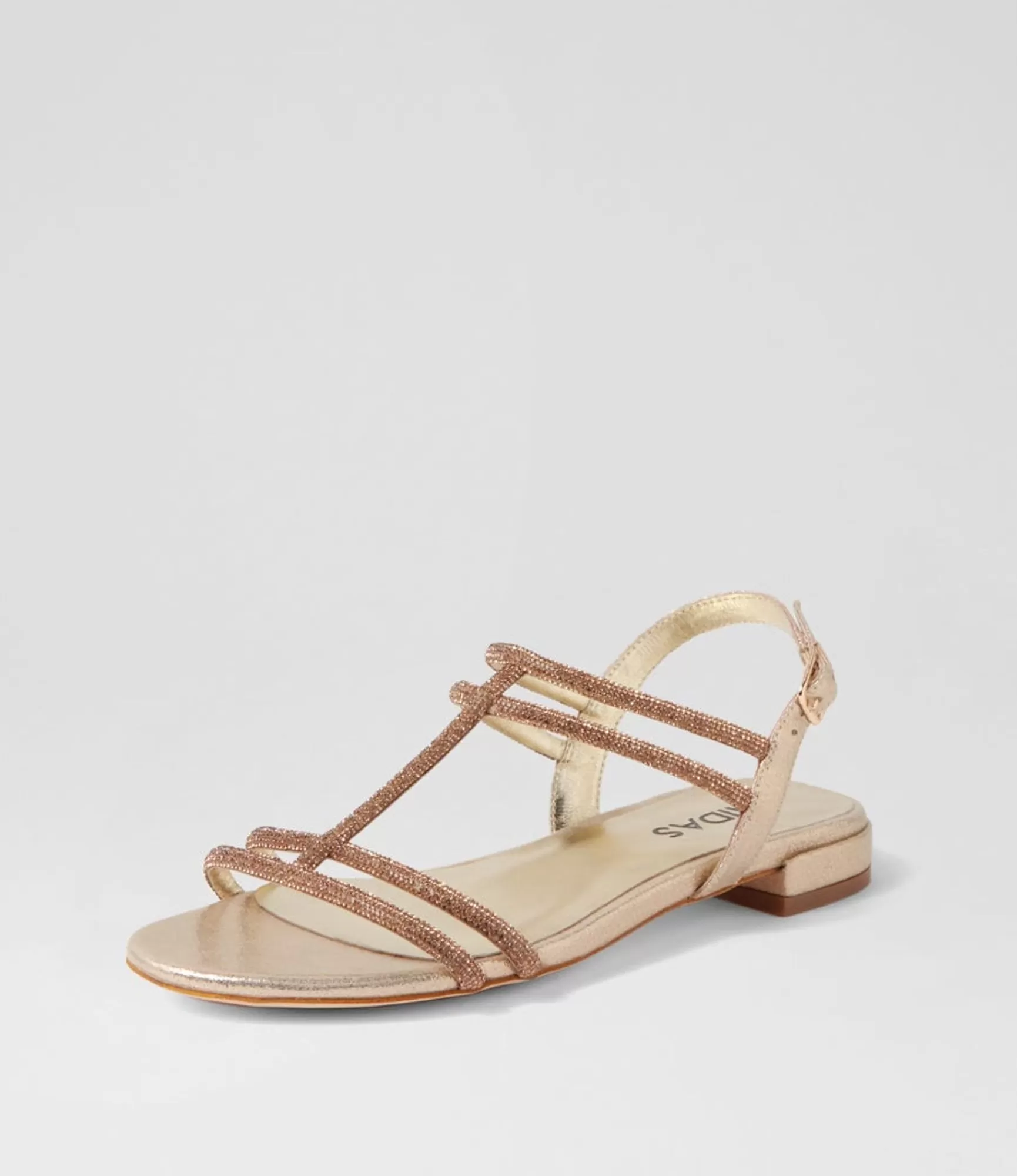 Hot Midas Shoes Laroze Pale Gold Jewels Fabric Sandals