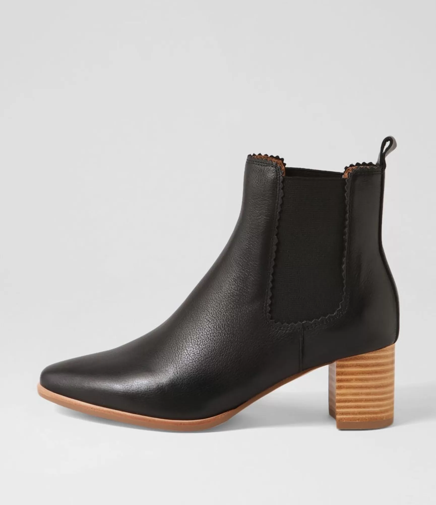 Clearance Midas Shoes Larrie Black Natural Heel Leather Chelsea Boots