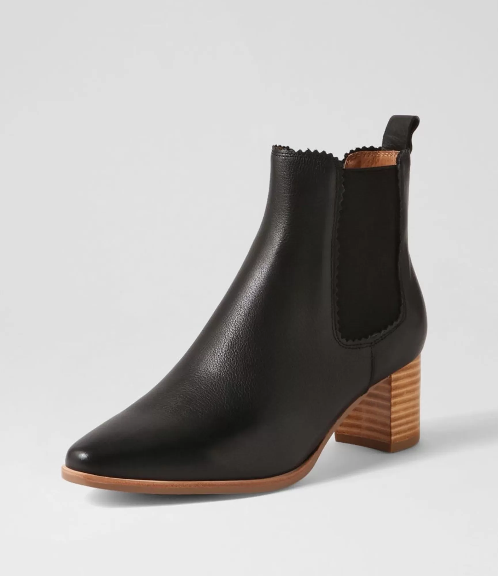 Clearance Midas Shoes Larrie Black Natural Heel Leather Chelsea Boots