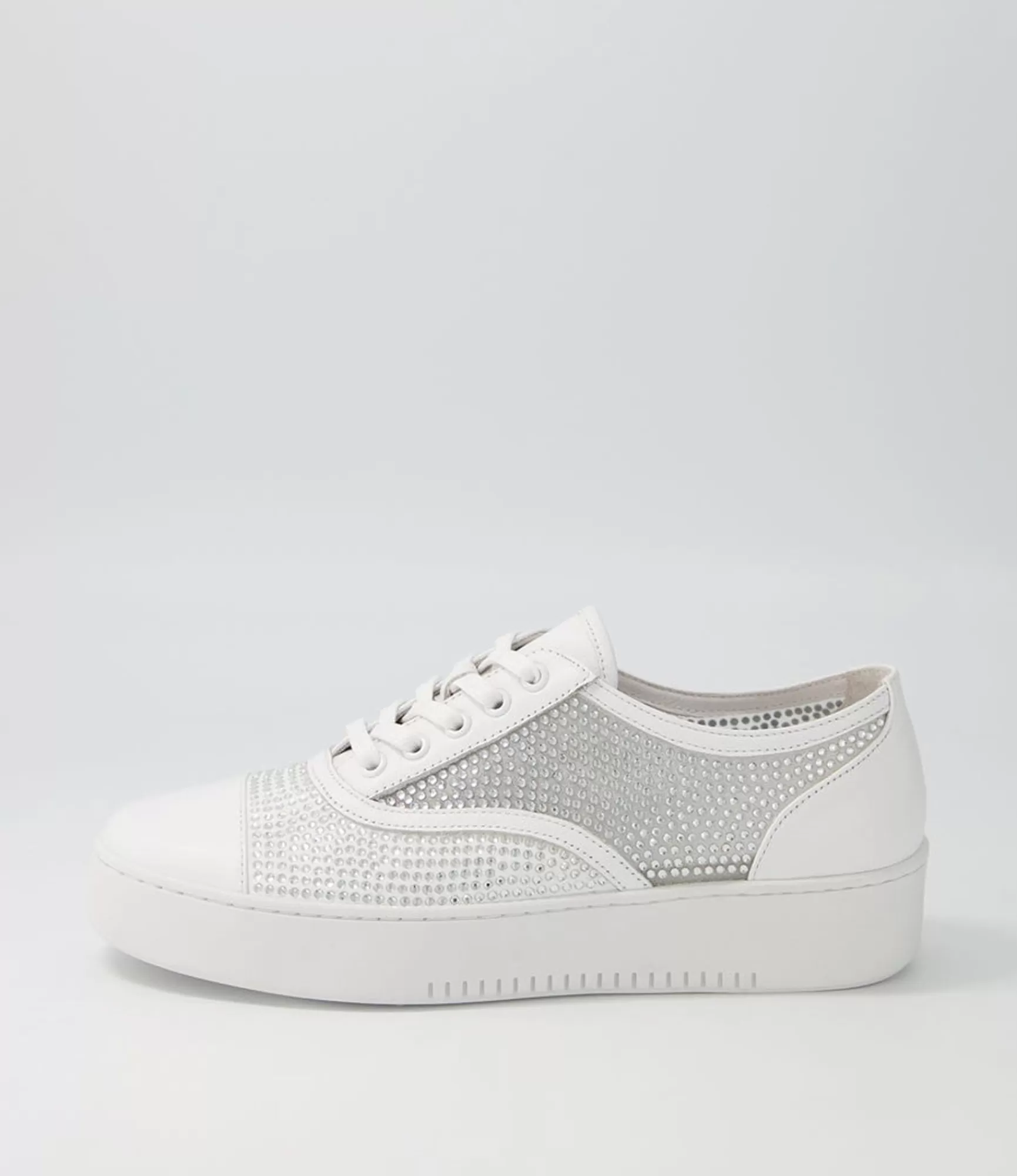 Cheap Midas Shoes Lennon White Leather Mesh Sneakers