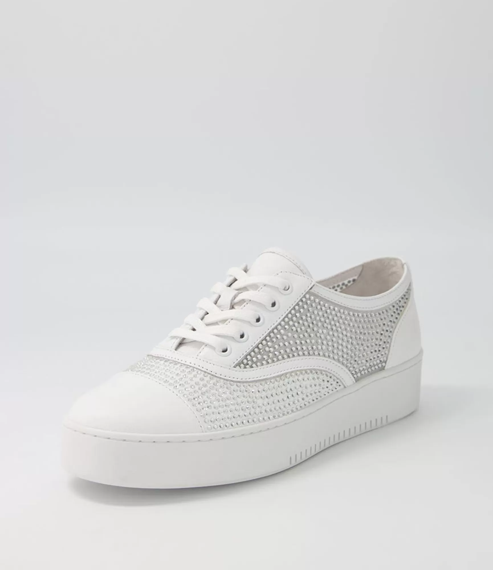 Cheap Midas Shoes Lennon White Leather Mesh Sneakers