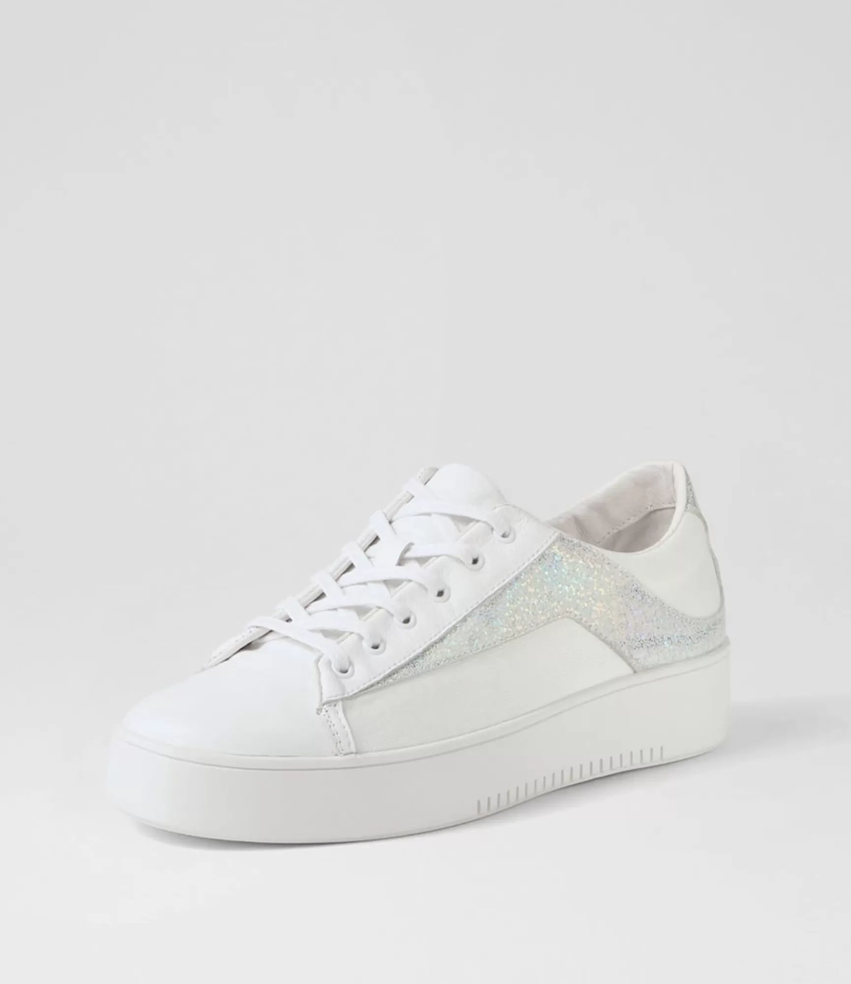 New Midas Shoes Lenoe White Silver Glam Multi Sneakers