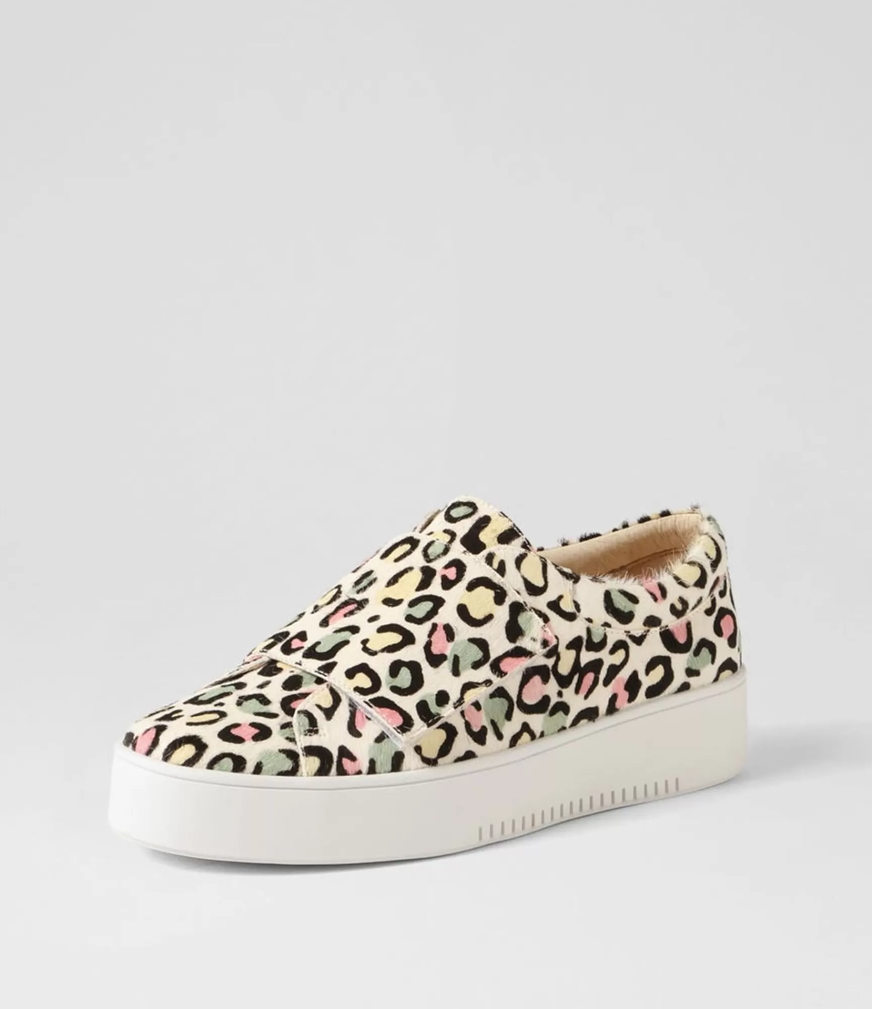 Cheap Midas Shoes Levie Rainbow Leopard White Pony Sneakers