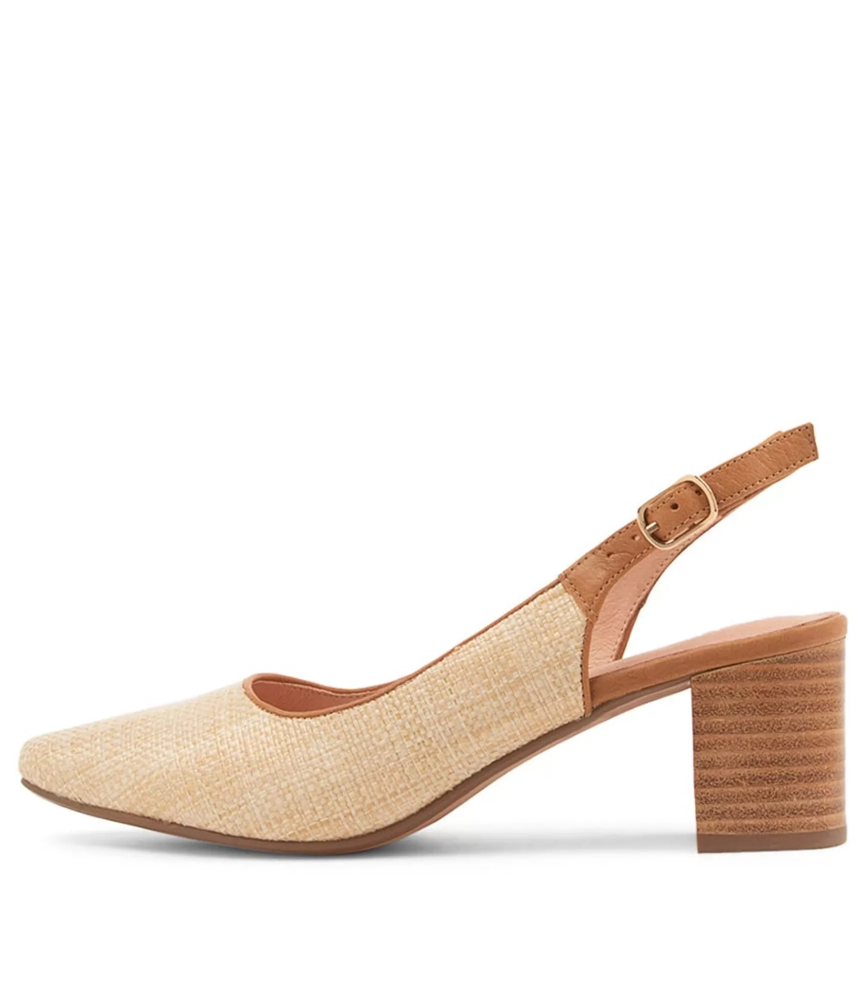 Cheap Midas Shoes Lexiar Nat Woven Dark Tan Leather Pump Heels