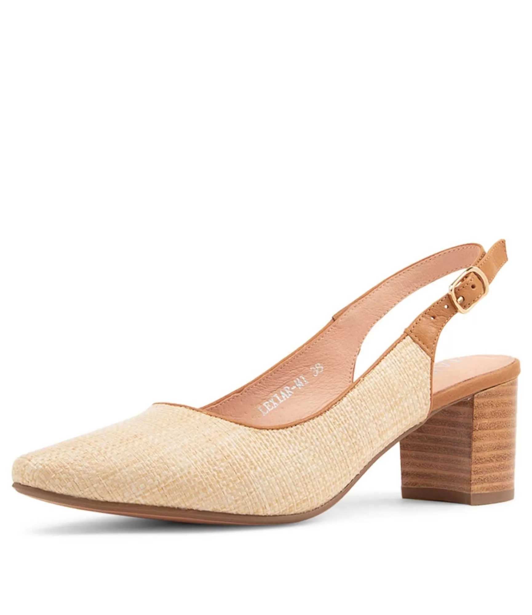 Cheap Midas Shoes Lexiar Nat Woven Dark Tan Leather Pump Heels