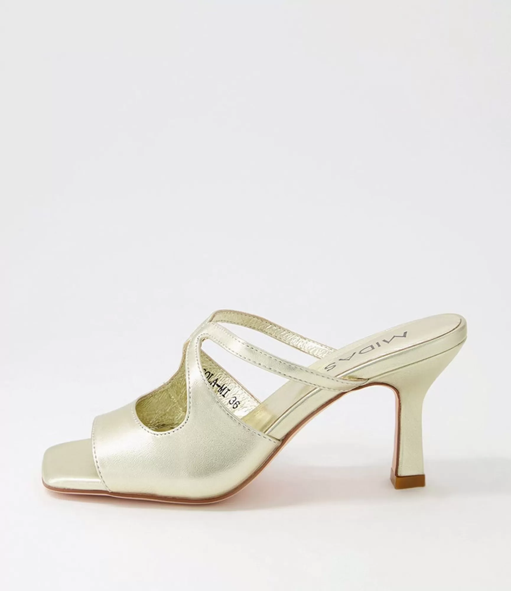 Discount Midas Shoes Licola Pale Gold Leather Slides