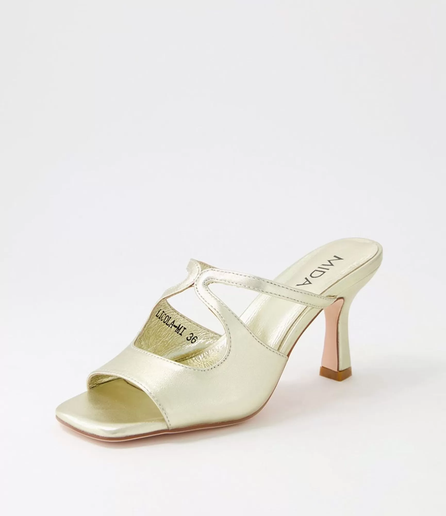 Discount Midas Shoes Licola Pale Gold Leather Slides