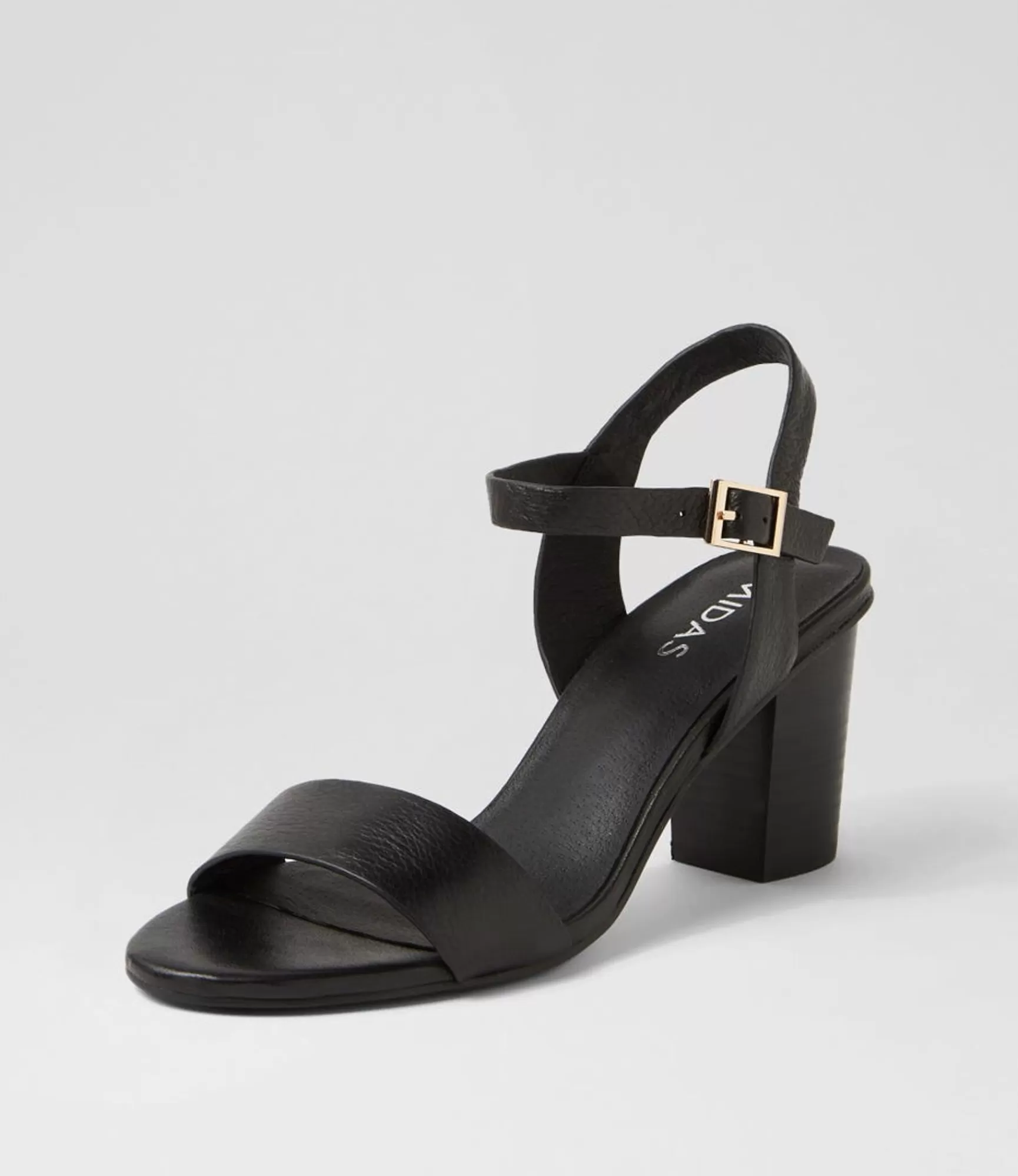 New Midas Shoes Lippee Black Leather Sandals