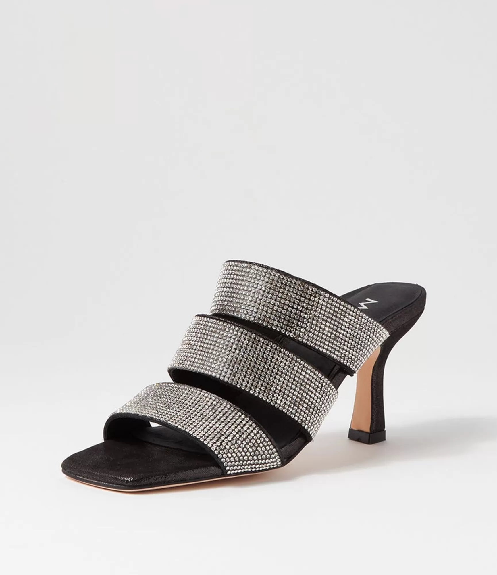 Cheap Midas Shoes Litzey Black Silver Leather Jewels Sandals