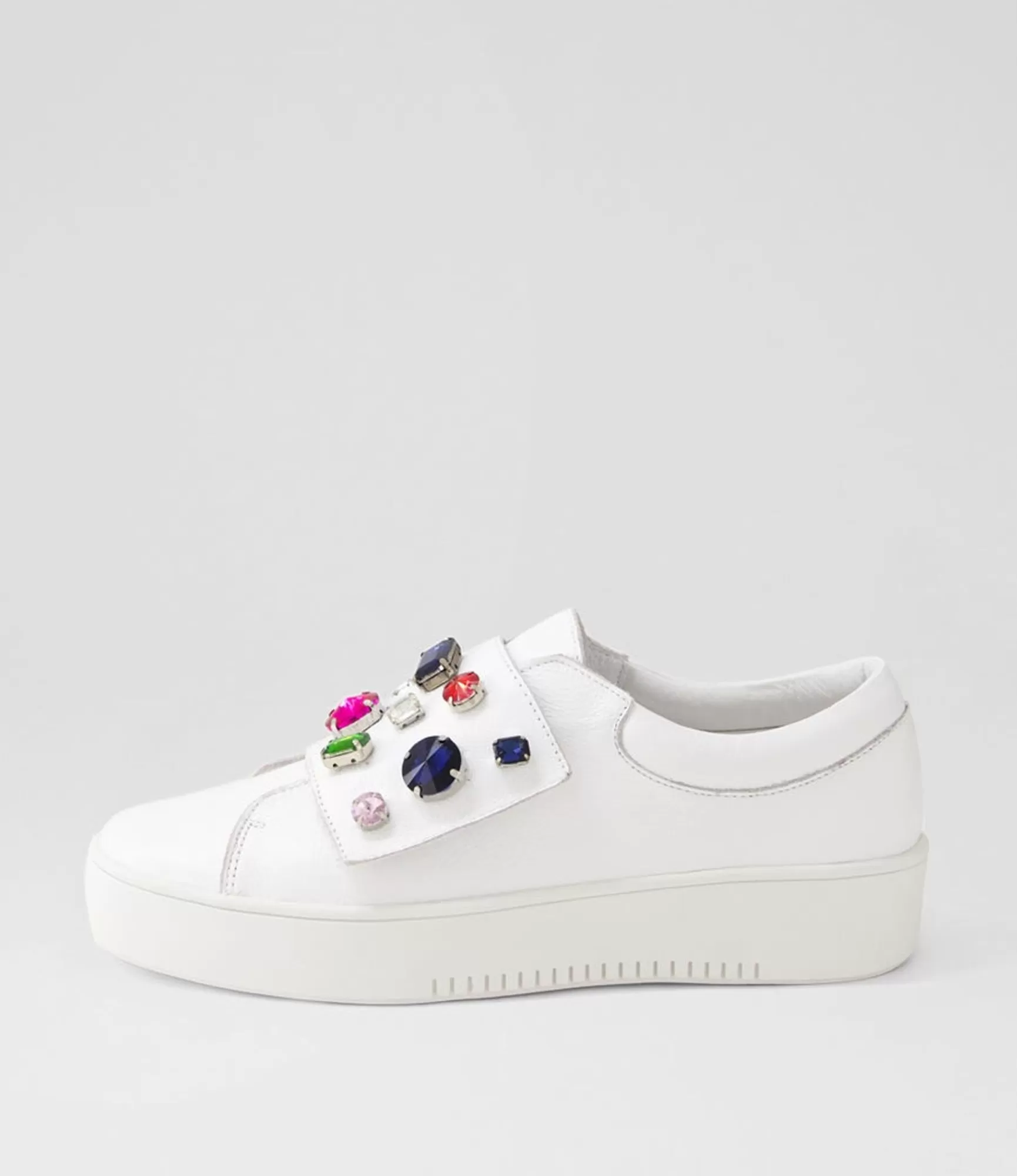 Cheap Midas Shoes Lunice White Bright Jewels Leather Sneakers