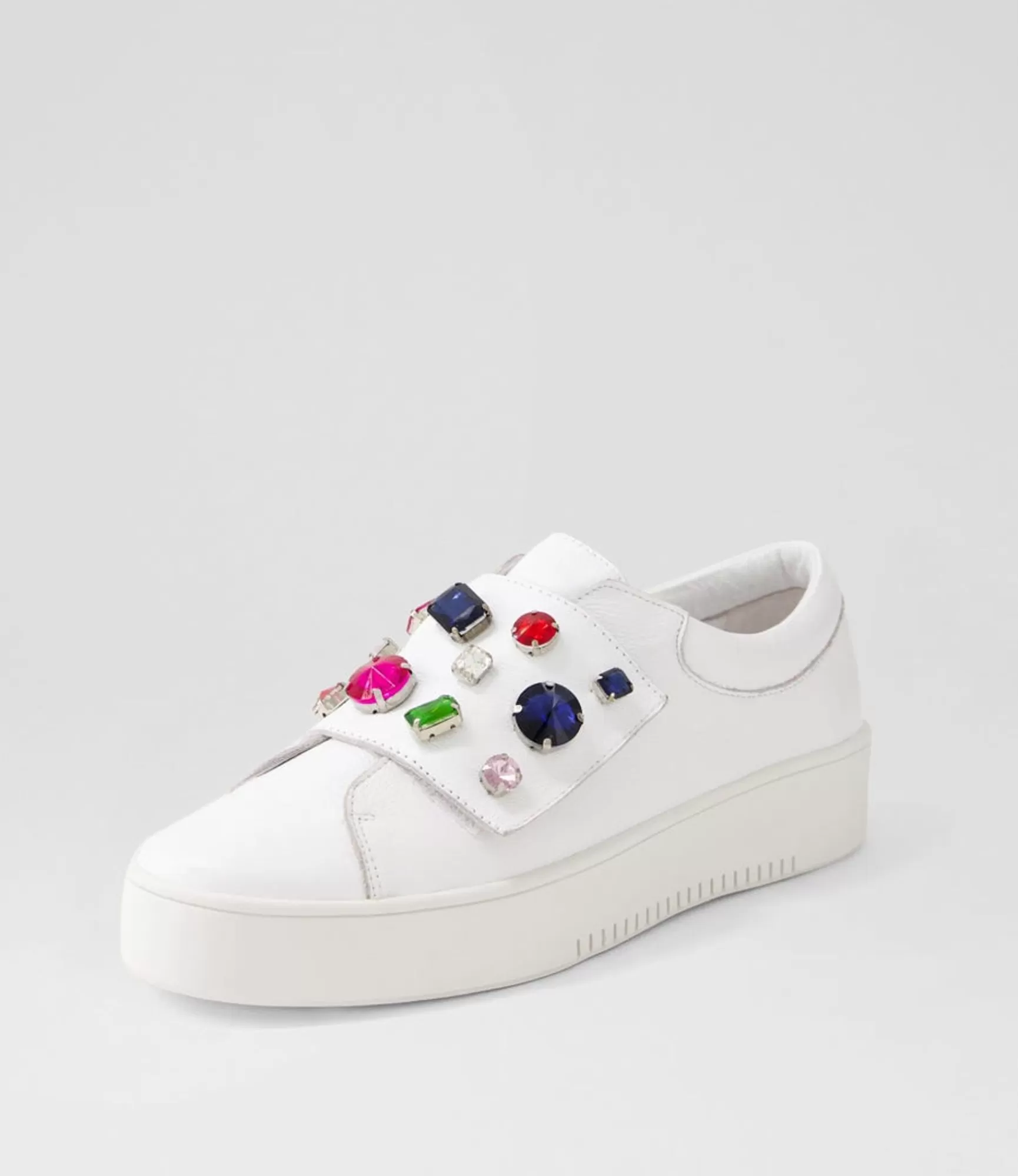 Cheap Midas Shoes Lunice White Bright Jewels Leather Sneakers