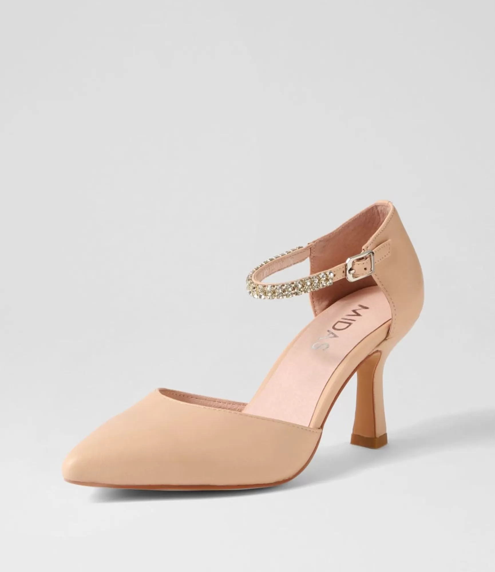 Outlet Midas Shoes Luxie Dark Nude Silver Leather Jewels Heels
