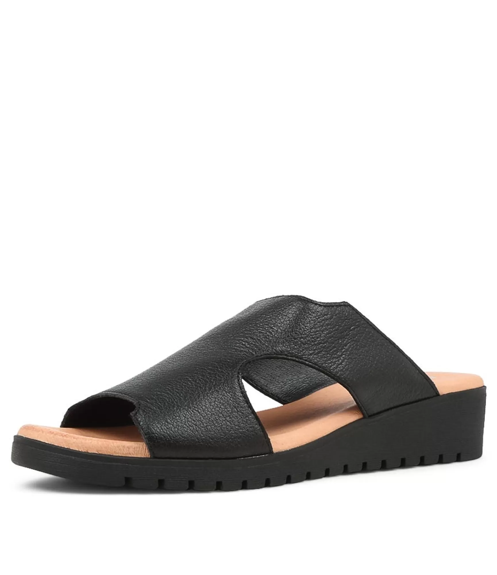 Cheap Midas Shoes Macey Black Leather Slides Bs