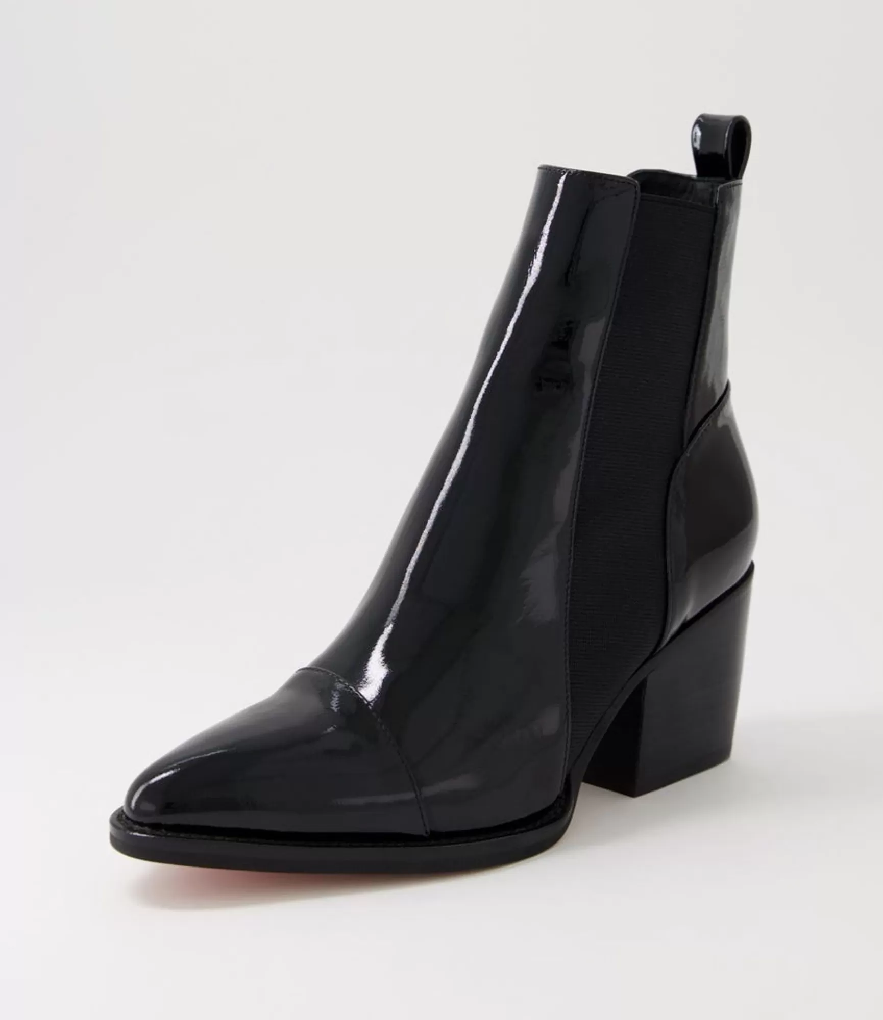 Hot Midas Shoes Maddern Black Wrinkle Patent Chelsea Boots