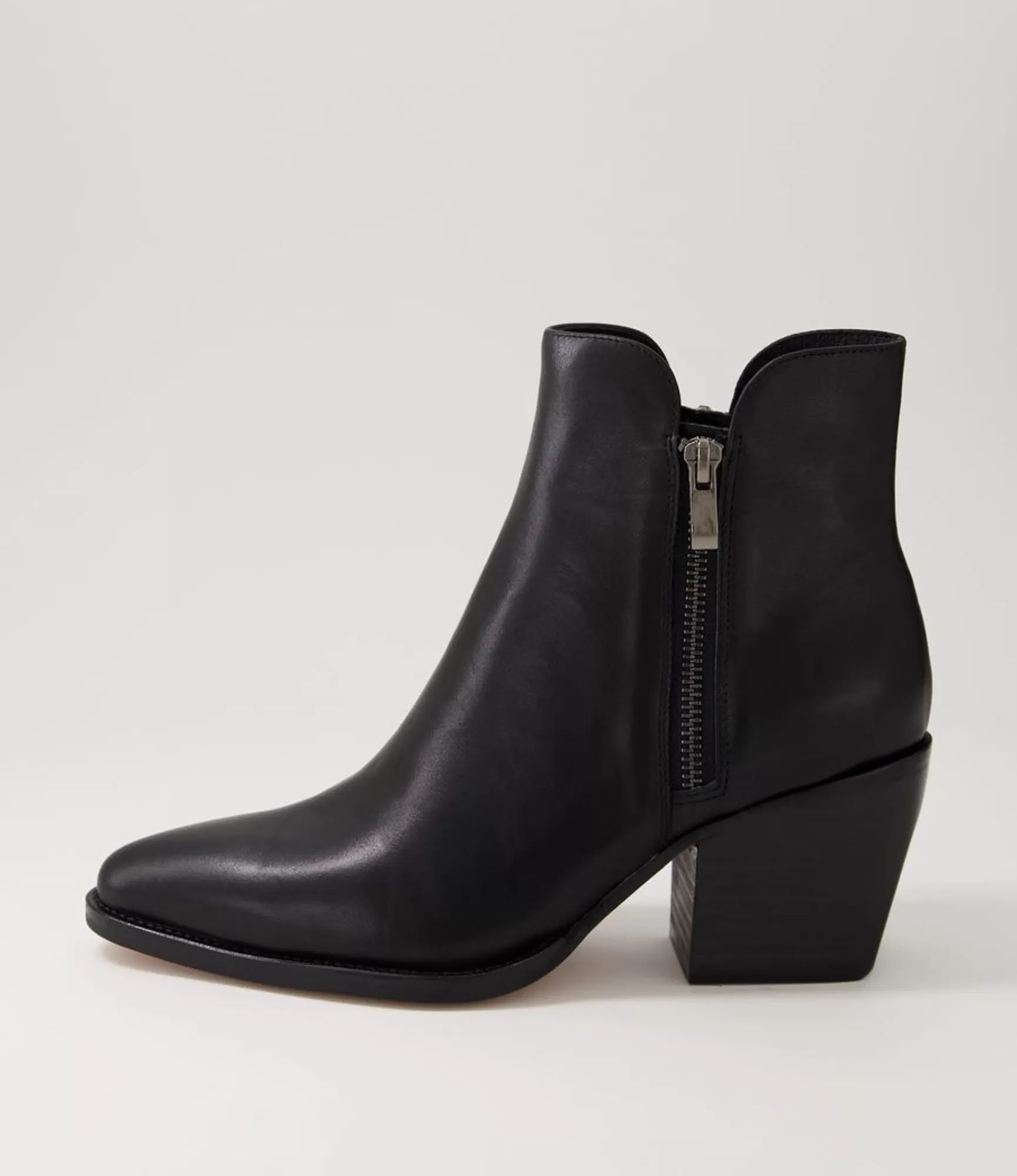 Online Midas Shoes Majory Black Leather Ankle Boots