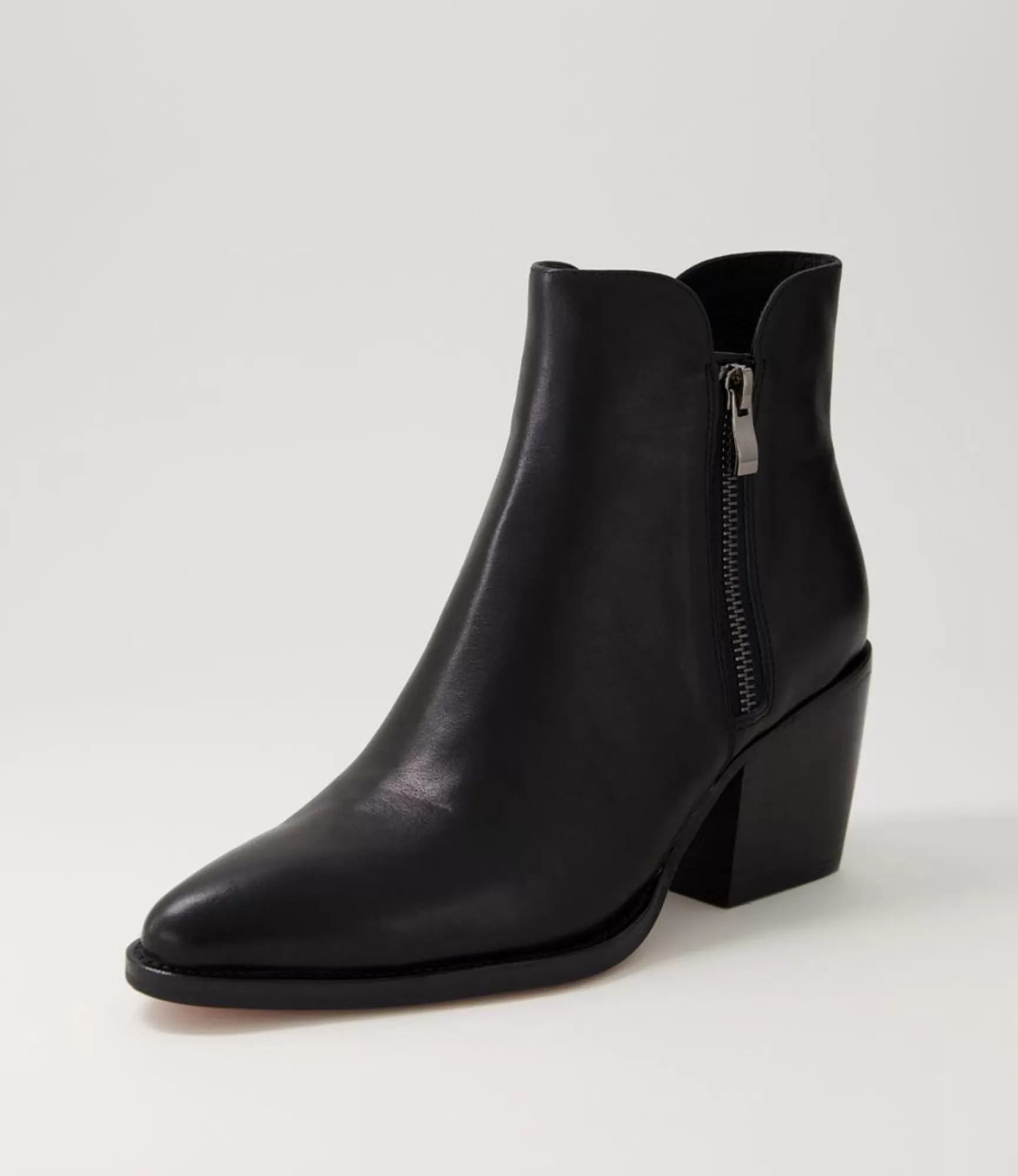 Online Midas Shoes Majory Black Leather Ankle Boots