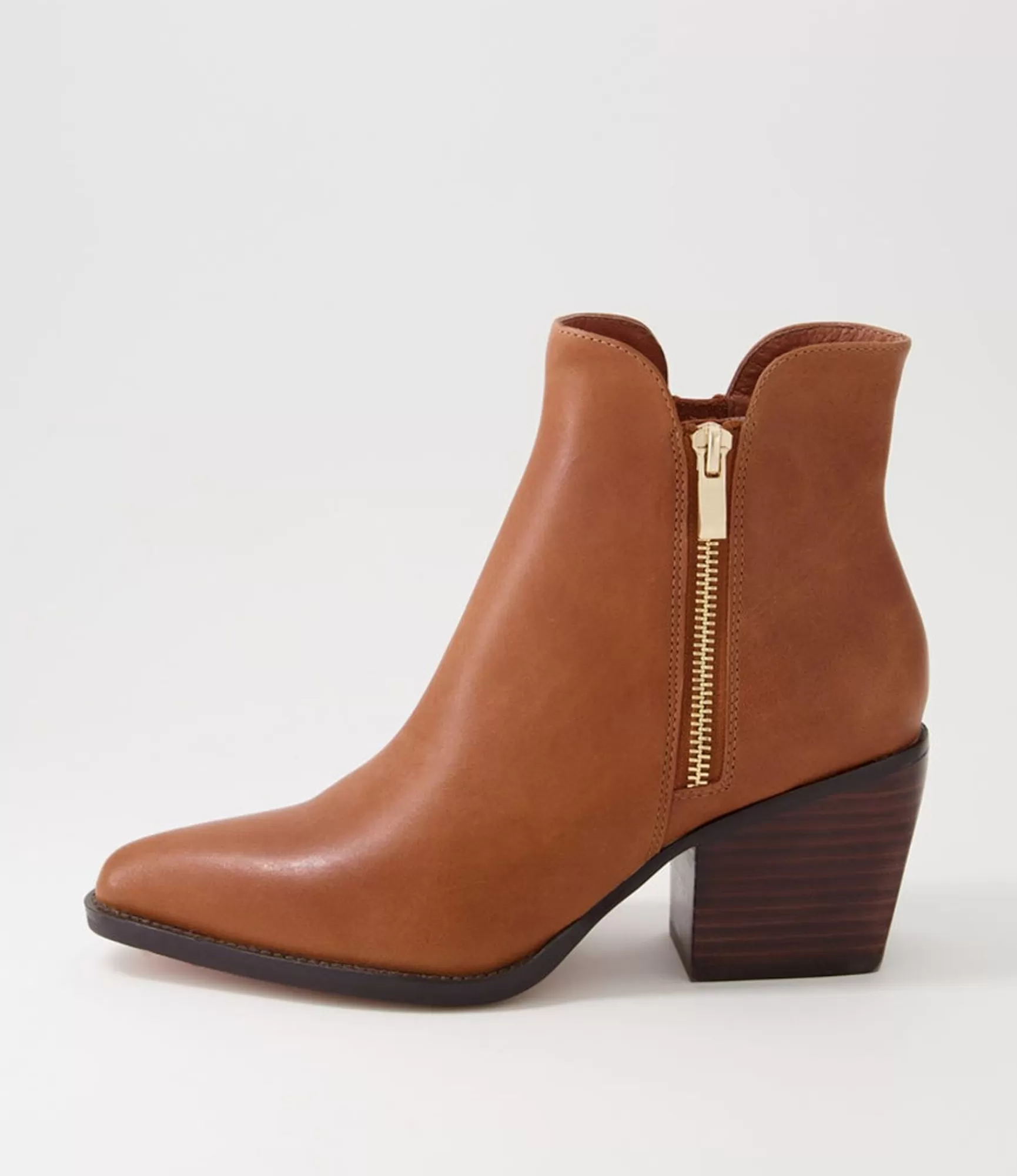 Best Sale Midas Shoes Majory Cognac Leather Ankle Boots