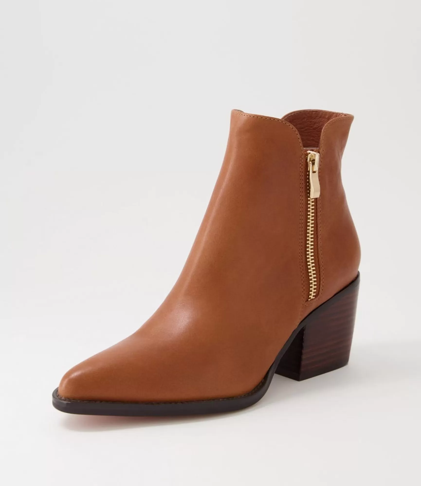 Best Sale Midas Shoes Majory Cognac Leather Ankle Boots