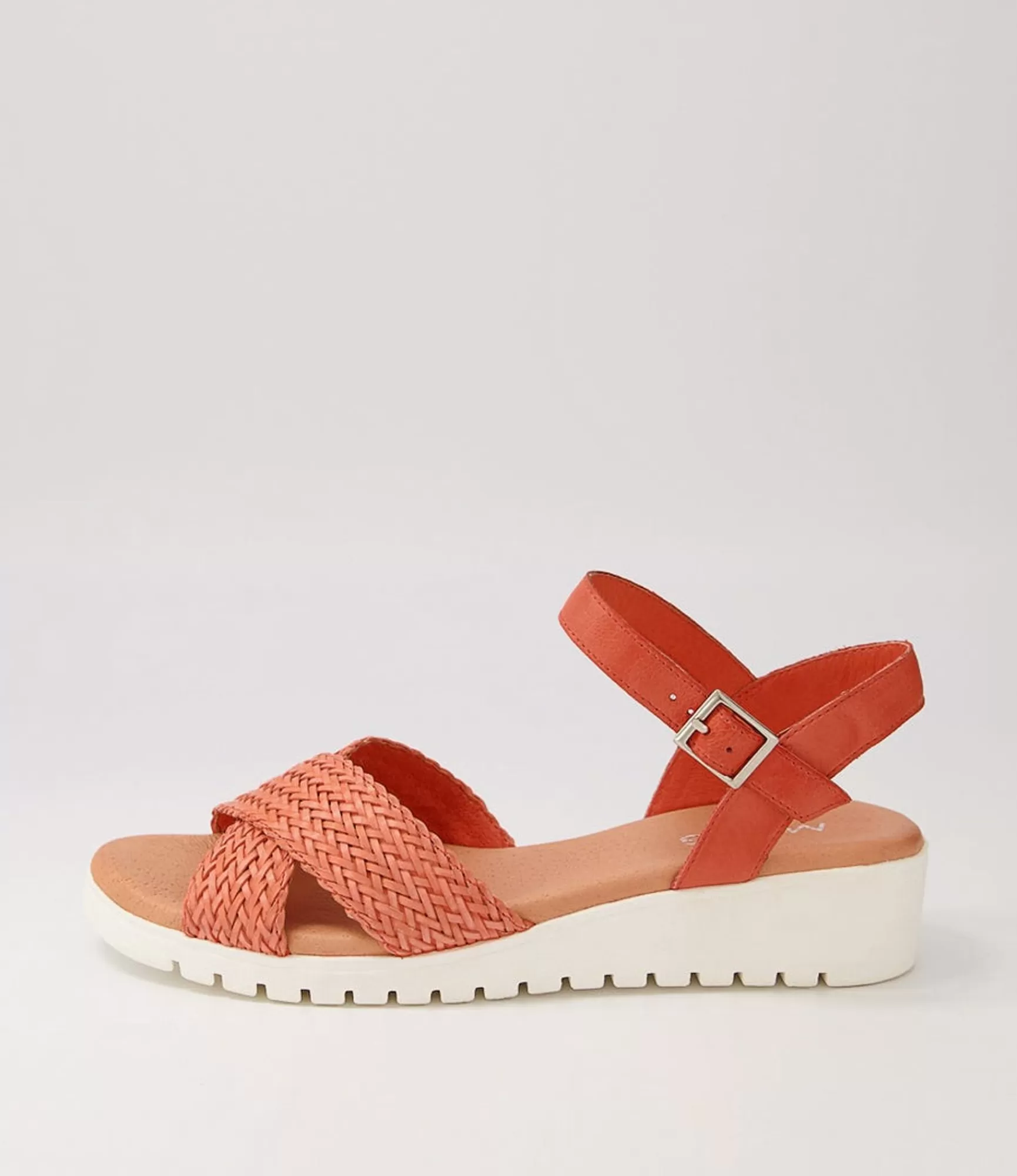 Shop Midas Shoes Maldives Orange Weave Leather Sandals