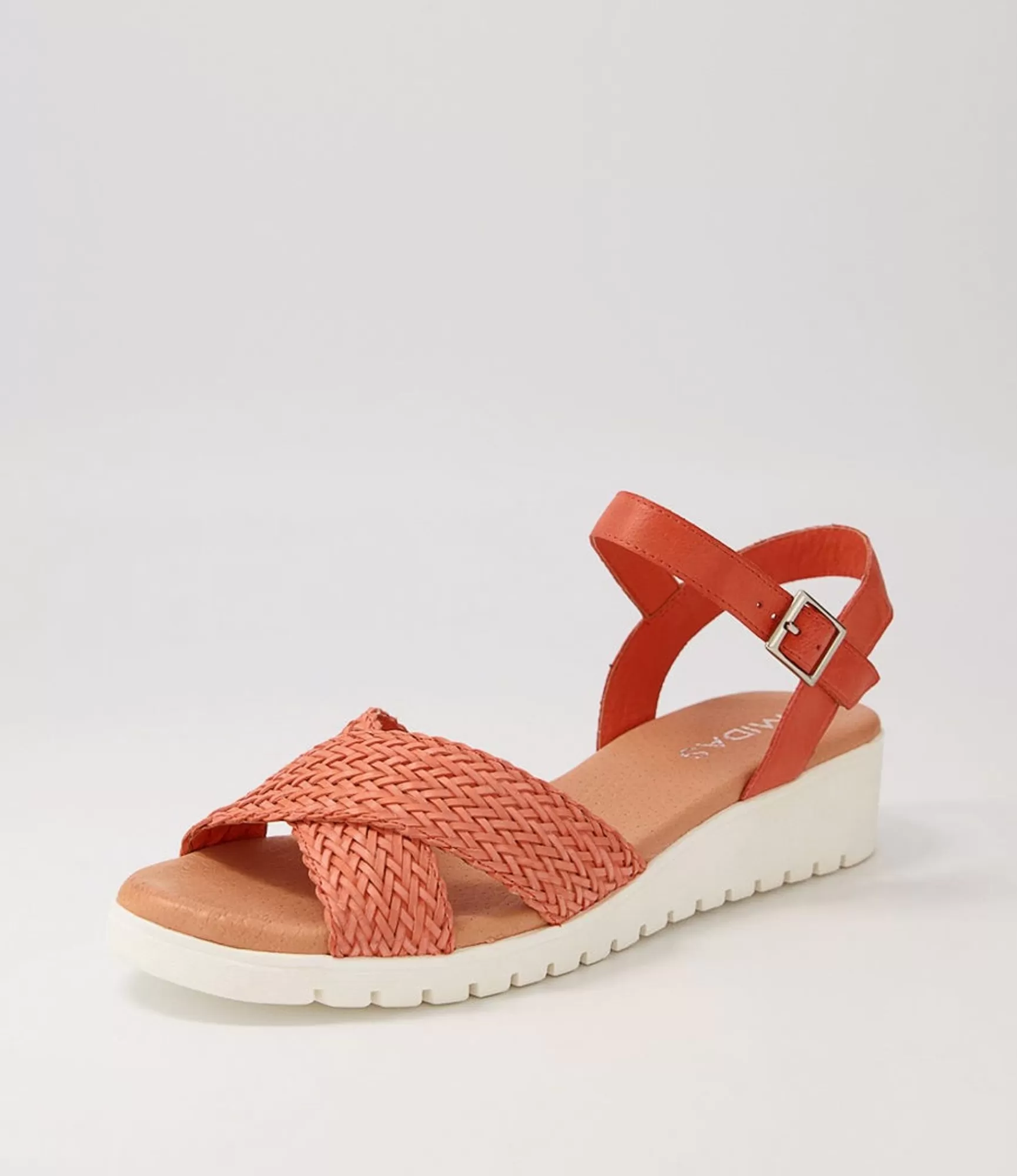 Shop Midas Shoes Maldives Orange Weave Leather Sandals