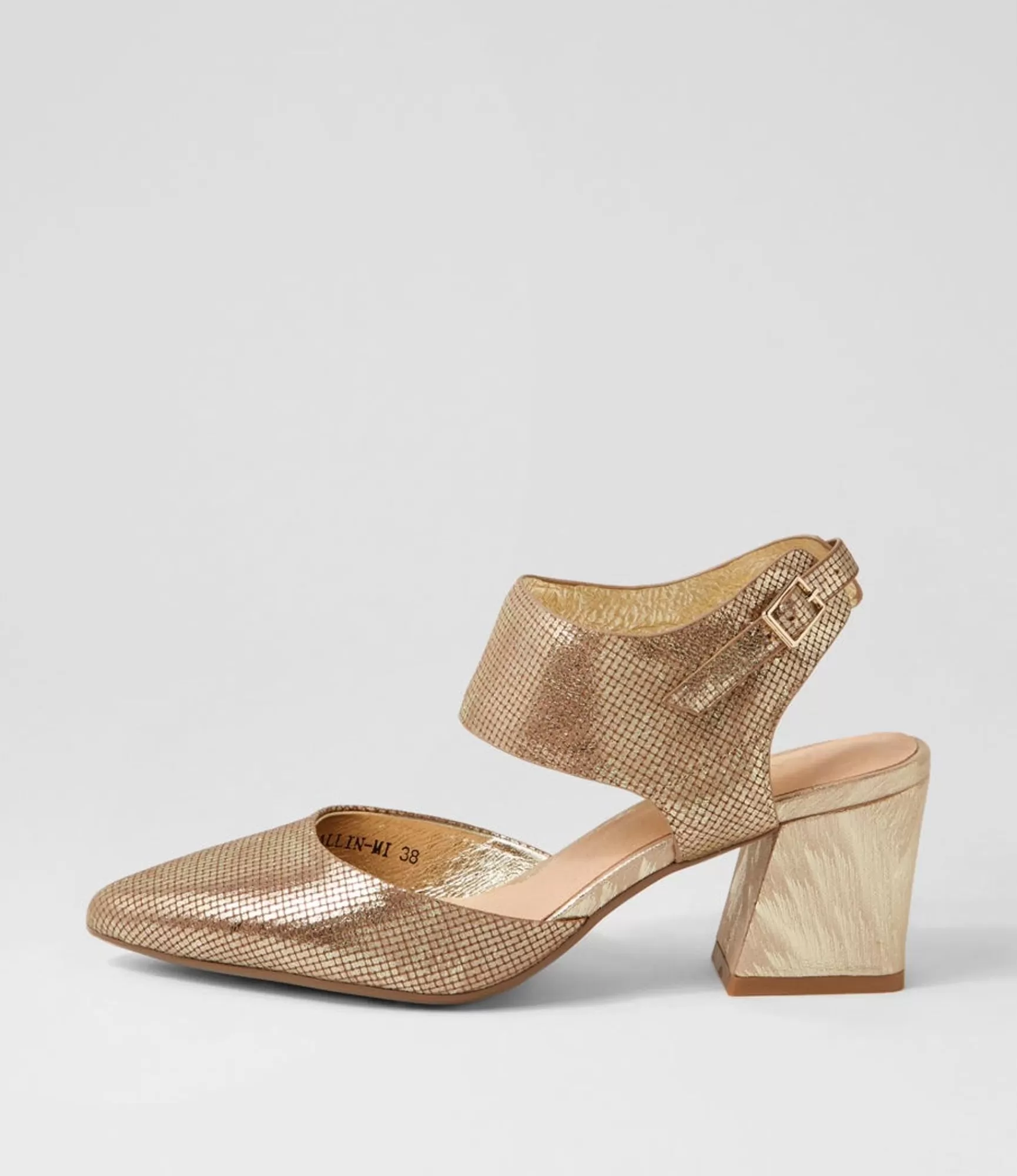 Cheap Midas Shoes Mallin Old Gold Cut Leather Heels