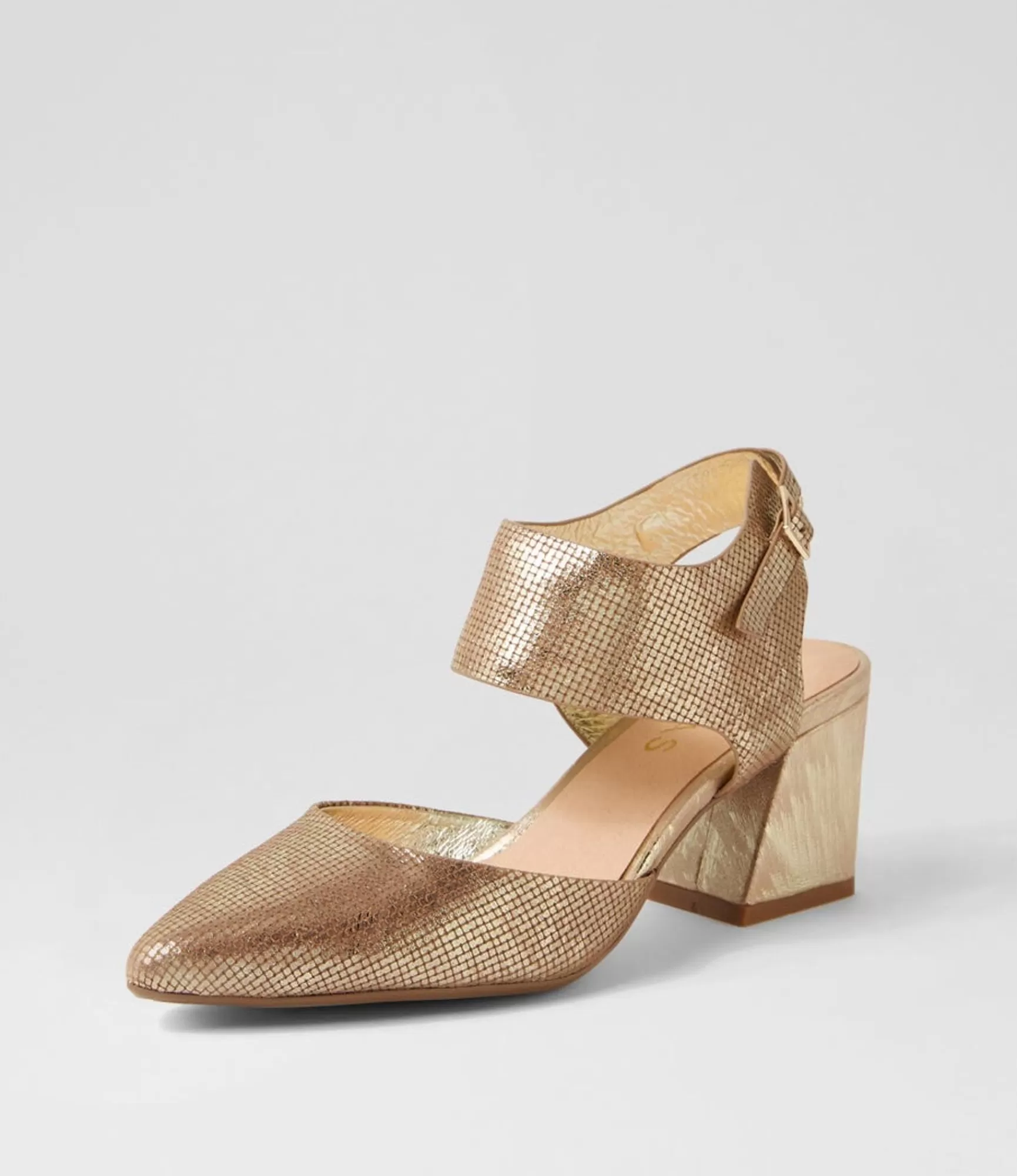 Cheap Midas Shoes Mallin Old Gold Cut Leather Heels
