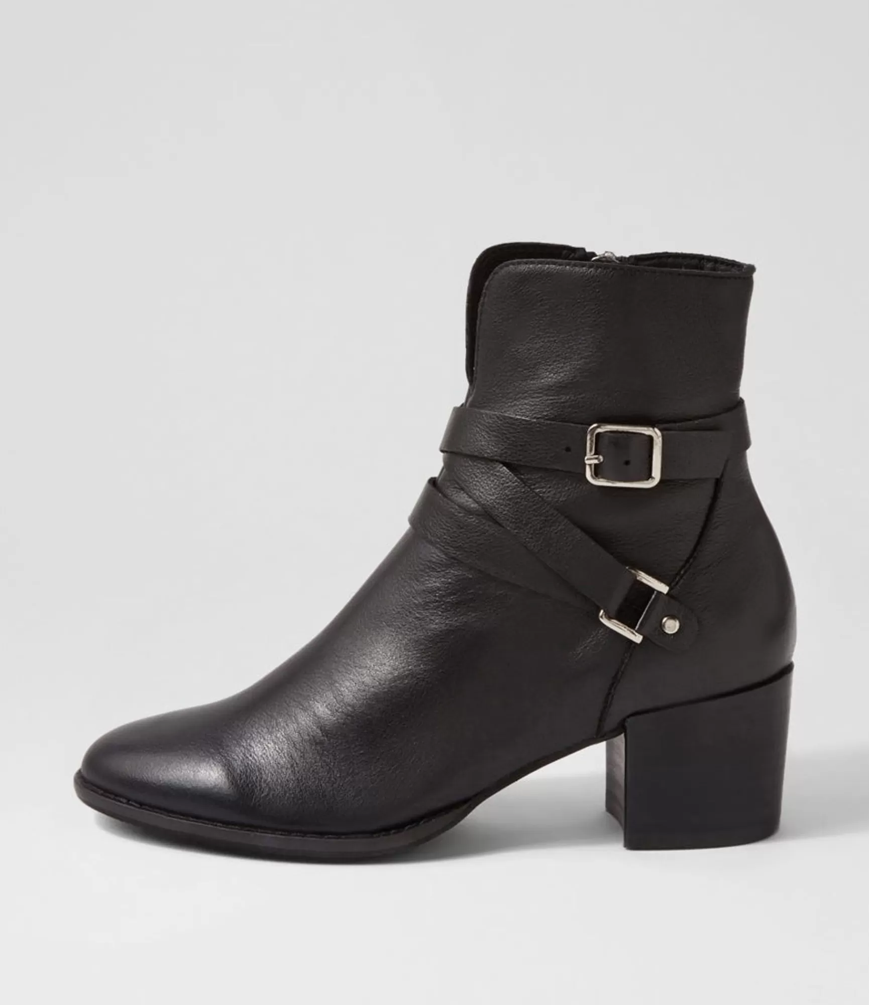 Hot Midas Shoes Malven Black Leather Ankle Boots