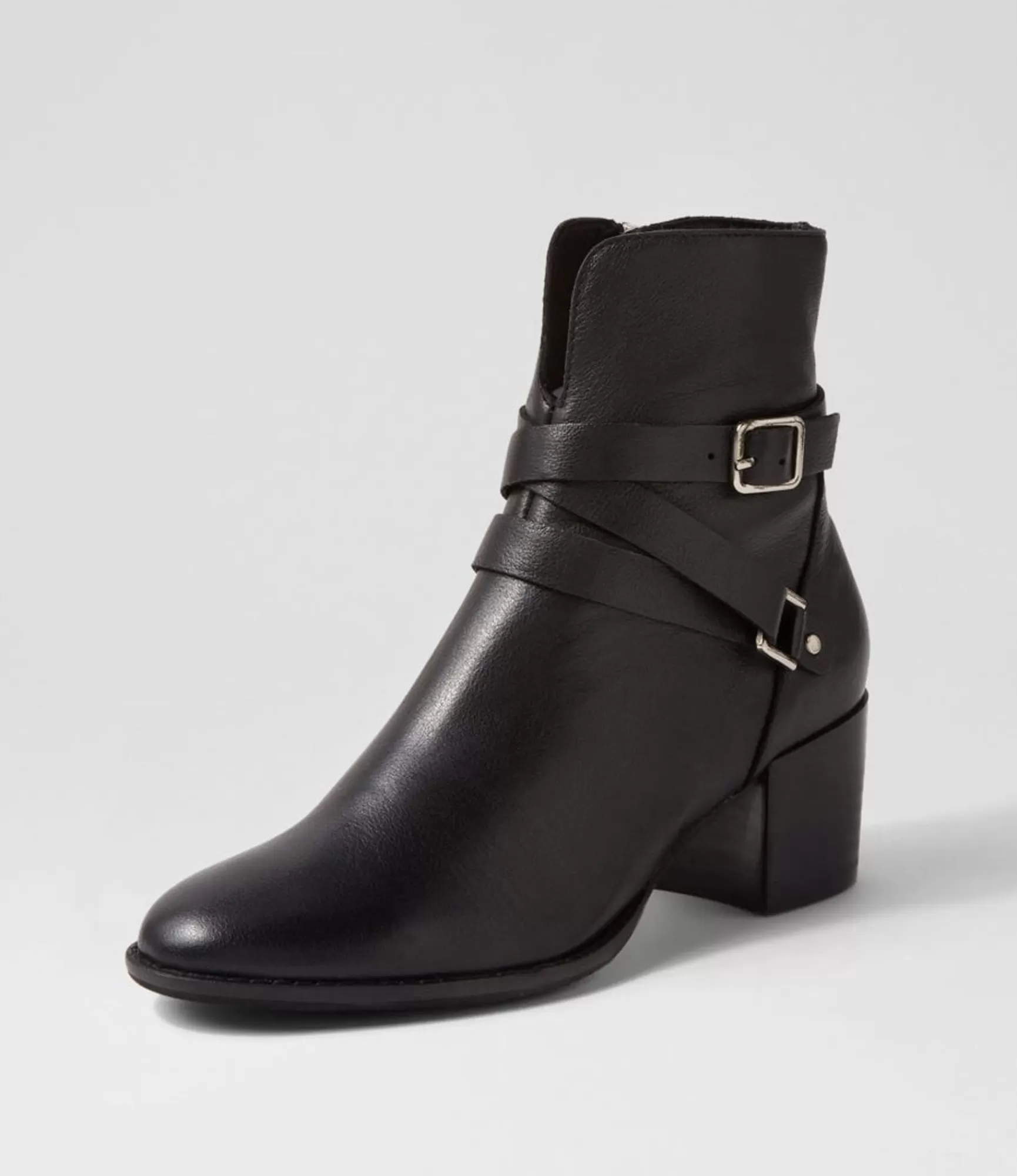 Hot Midas Shoes Malven Black Leather Ankle Boots