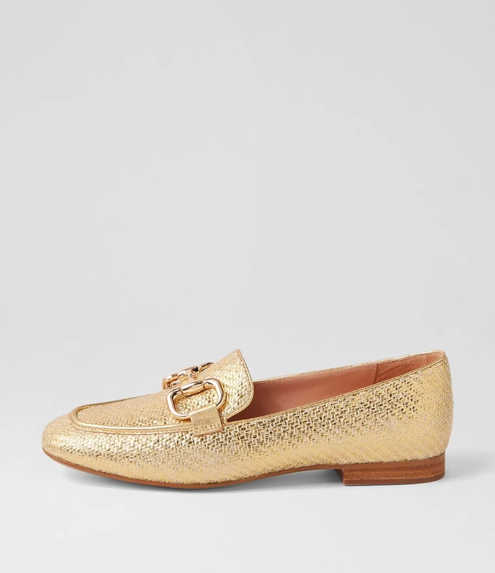 Cheap Midas Shoes Masun Gold Synthetic Raffia Leather Loafers
