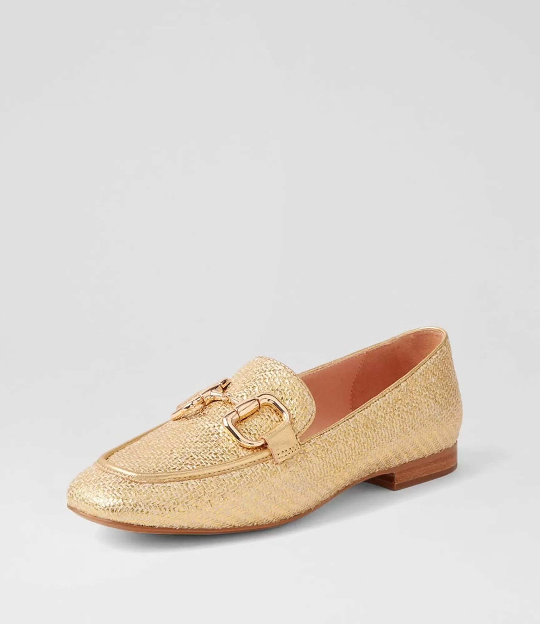 Cheap Midas Shoes Masun Gold Synthetic Raffia Leather Loafers