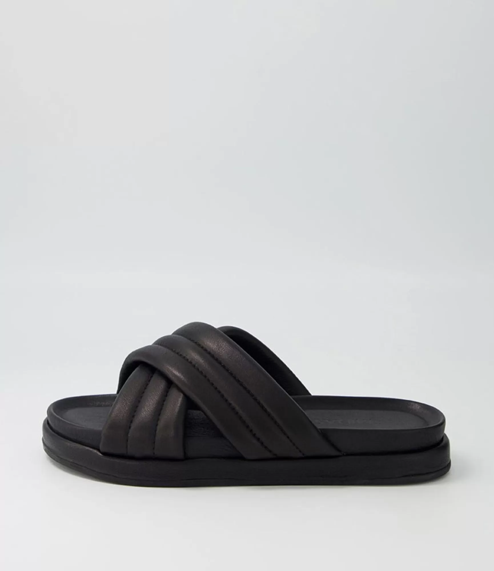 Fashion Midas Shoes Melany Black Leather Slides