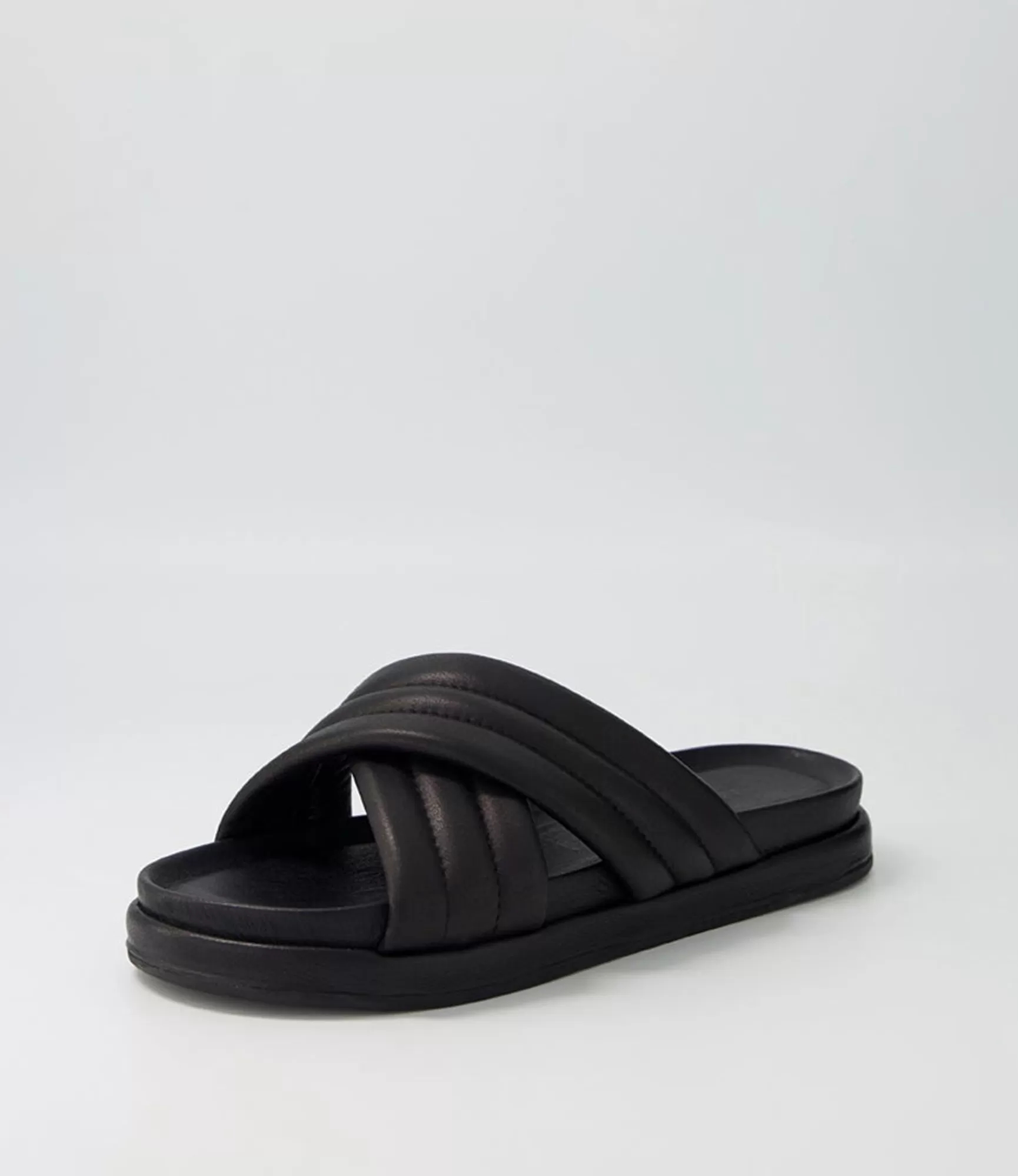 Fashion Midas Shoes Melany Black Leather Slides