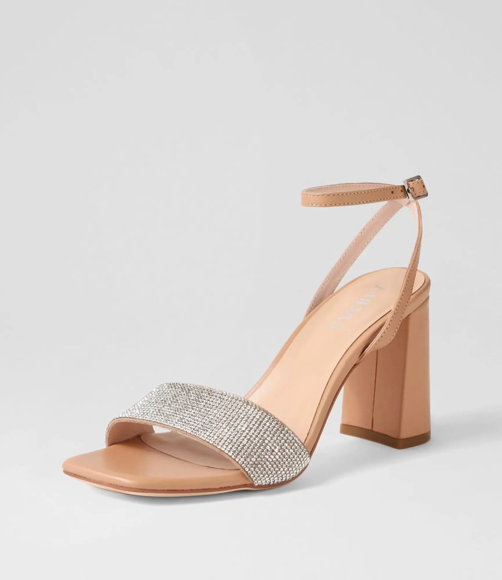Online Midas Shoes Memms Nude Silver Jewels Leather Sandals