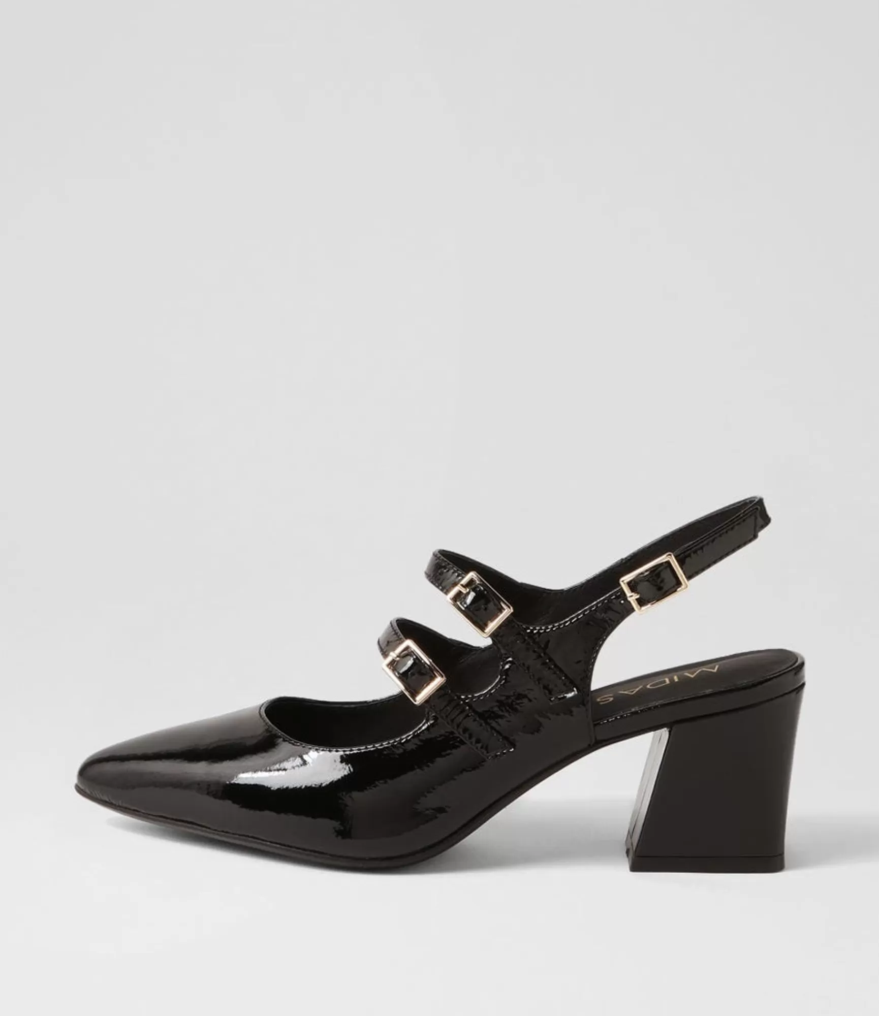 Outlet Midas Shoes Merina Black Patent Leather Mary Jane Heels