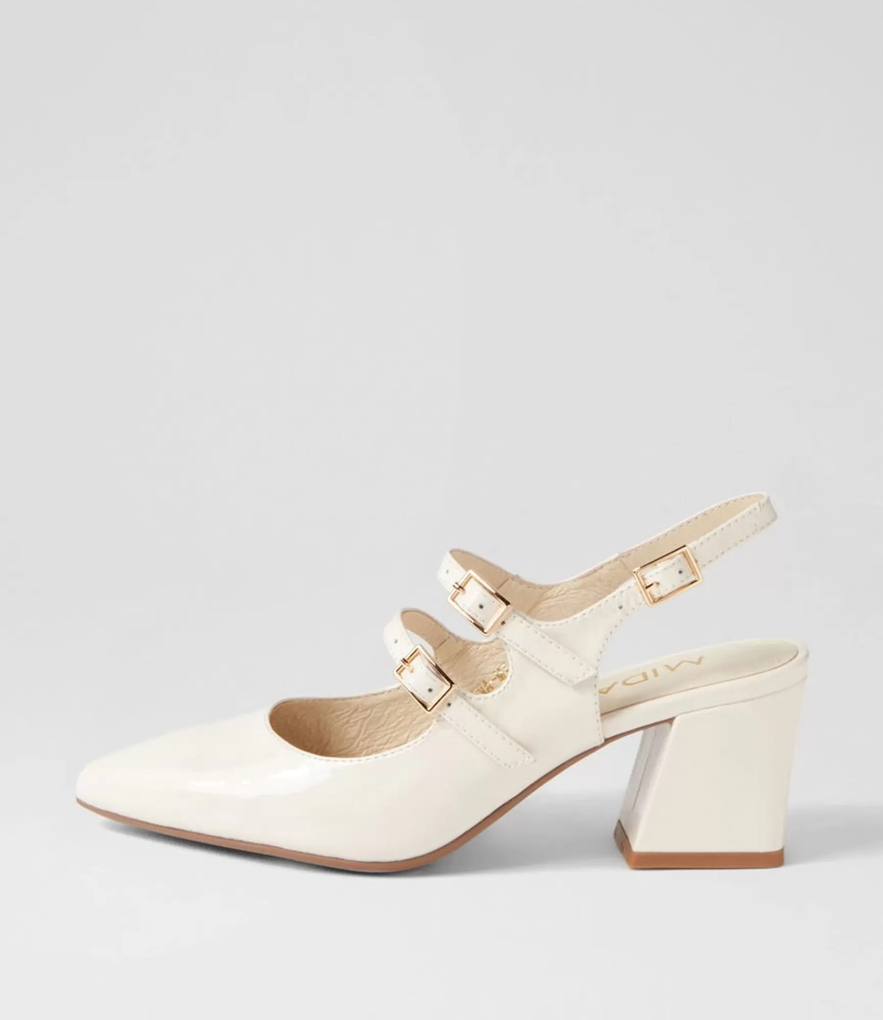 Clearance Midas Shoes Merina Ivory Patent Leather Mary Jane Heels