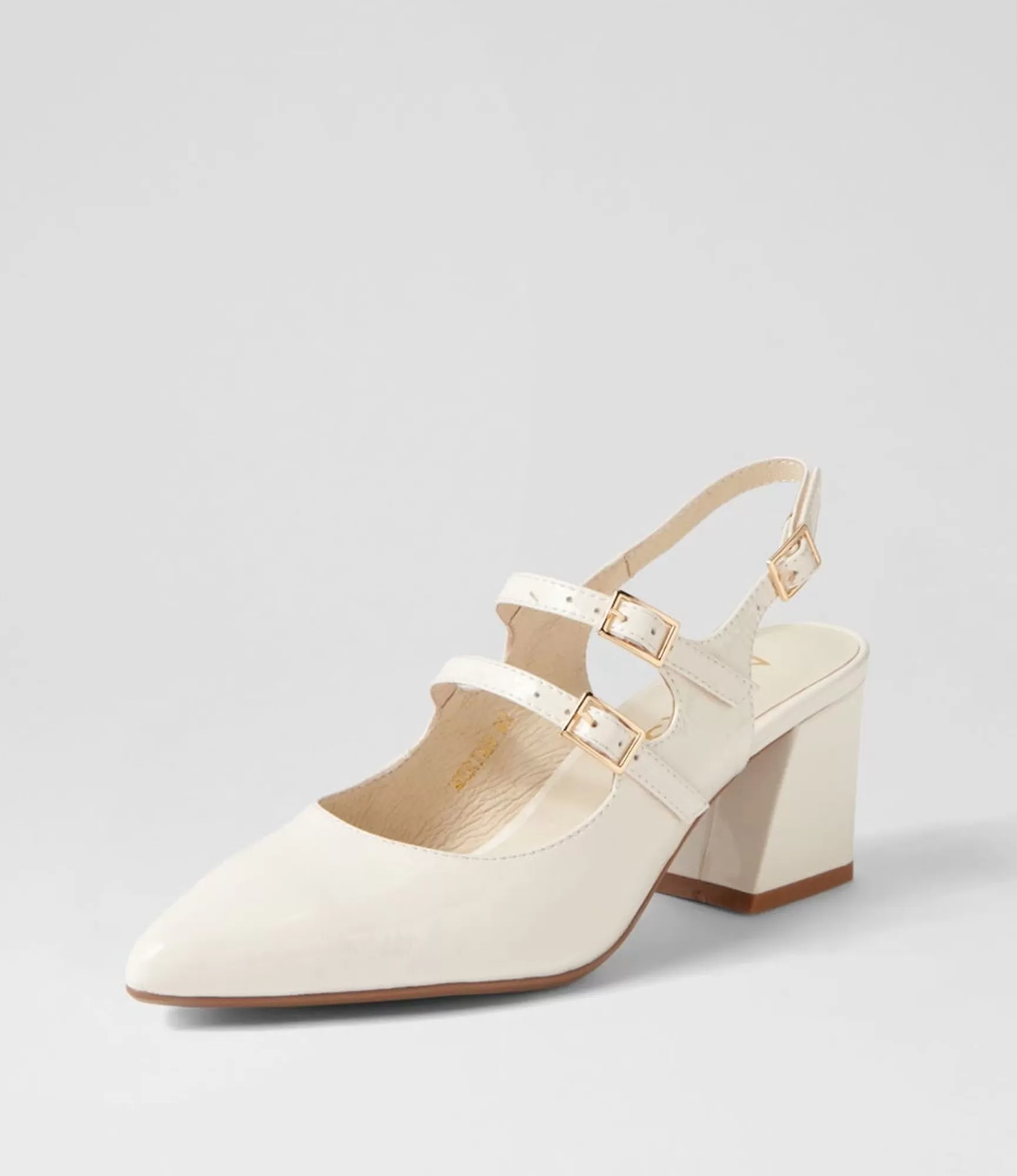 Clearance Midas Shoes Merina Ivory Patent Leather Mary Jane Heels