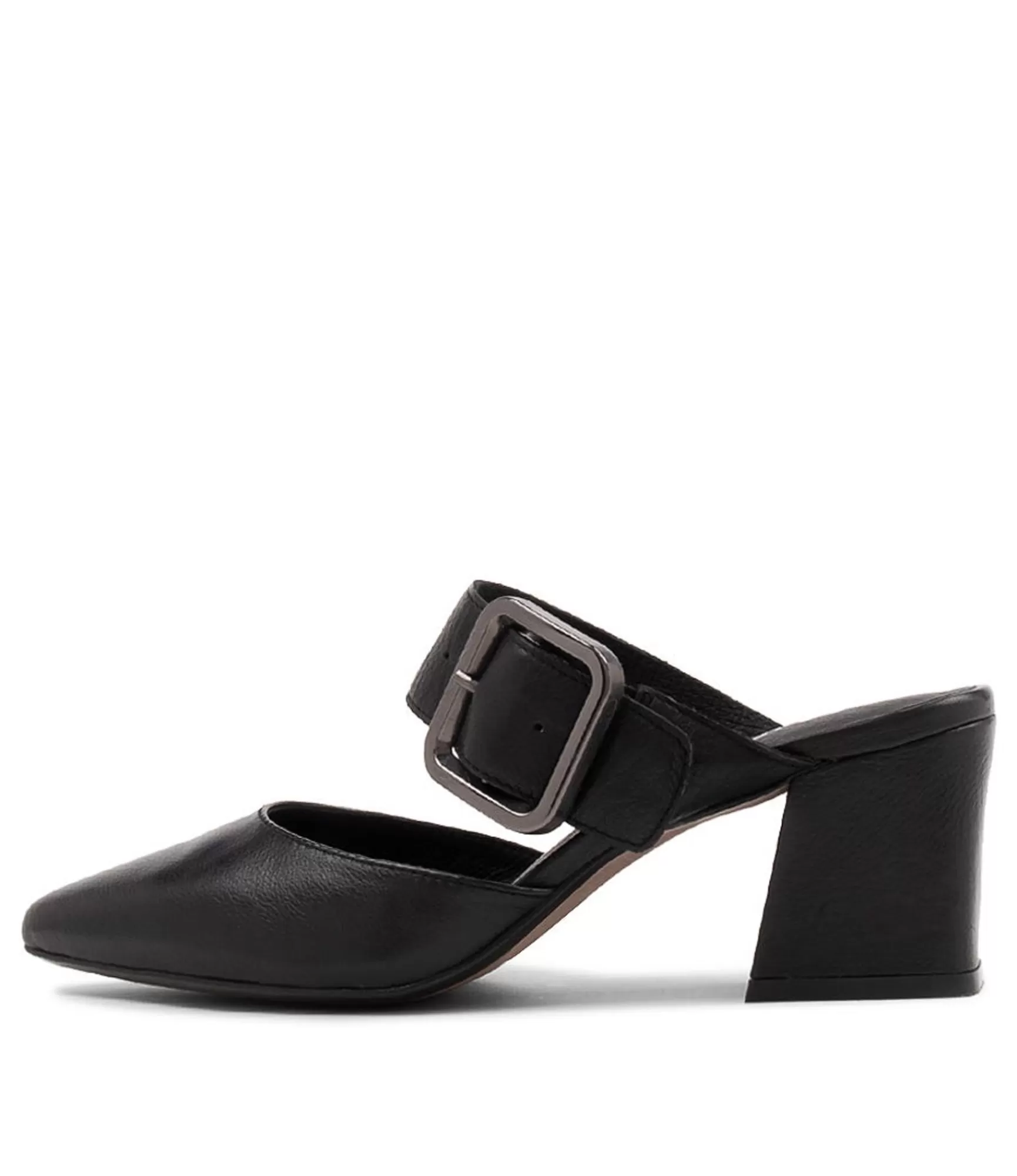 Cheap Midas Shoes Mery Black Leather Pump Heels