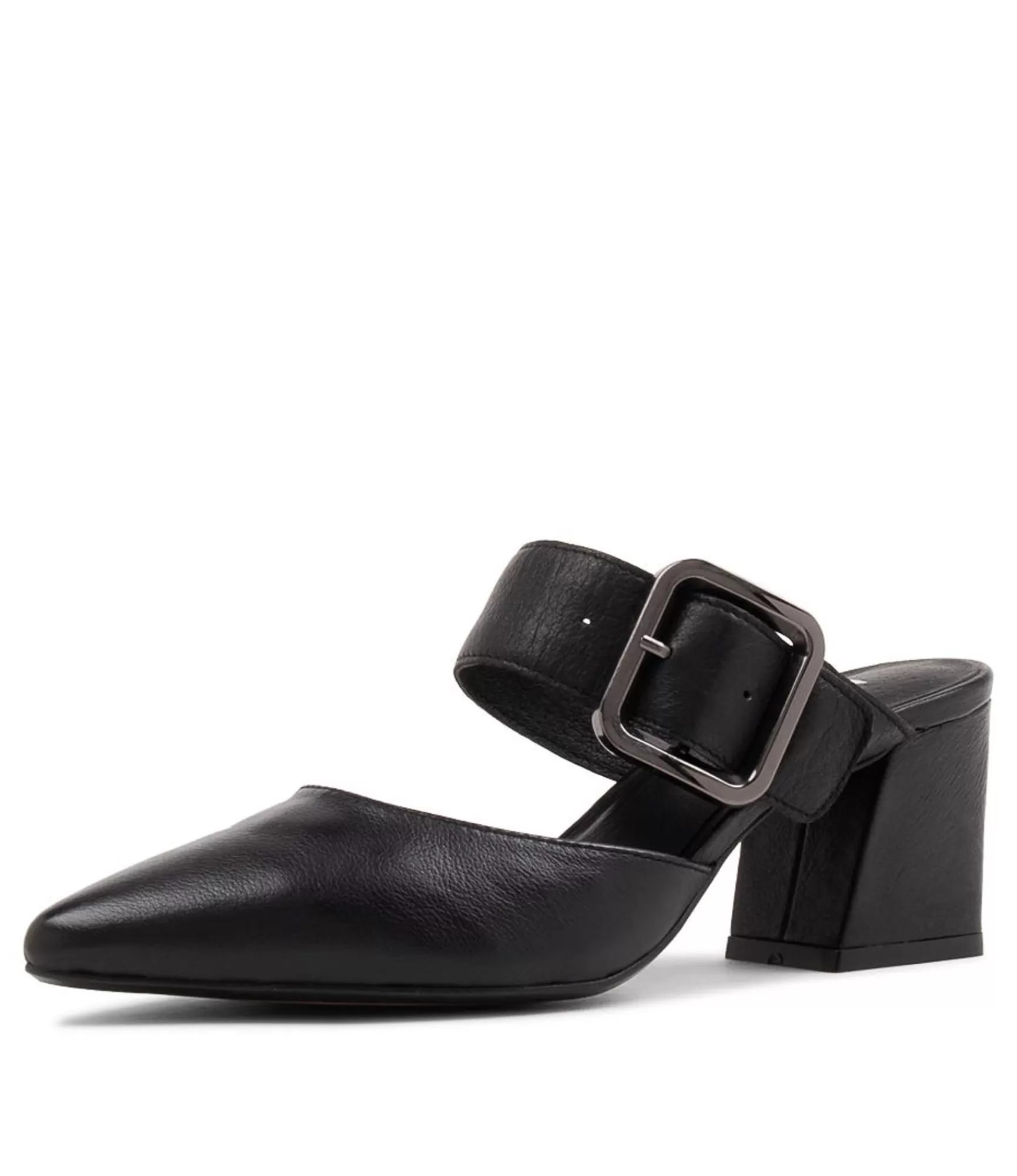 Cheap Midas Shoes Mery Black Leather Pump Heels