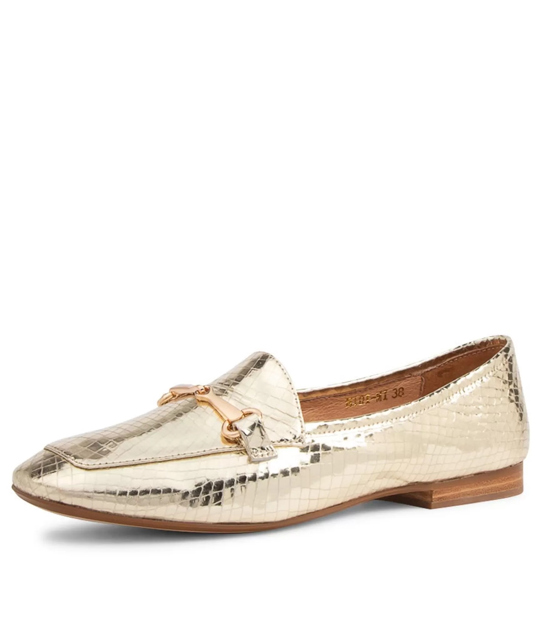 Sale Midas Shoes Midi Pale Gold Mirror Leather Loafers