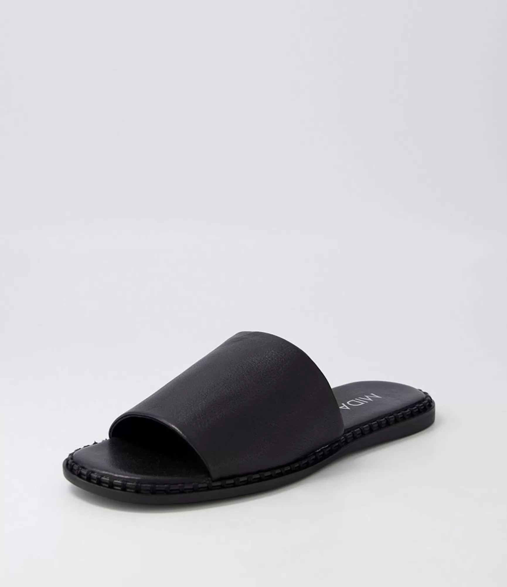 New Midas Shoes Minime Black Leather Slides