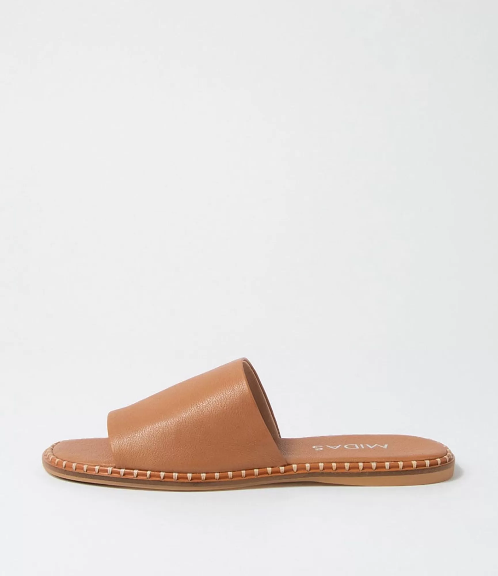 Cheap Midas Shoes Minime Dark Tan Leather Slides